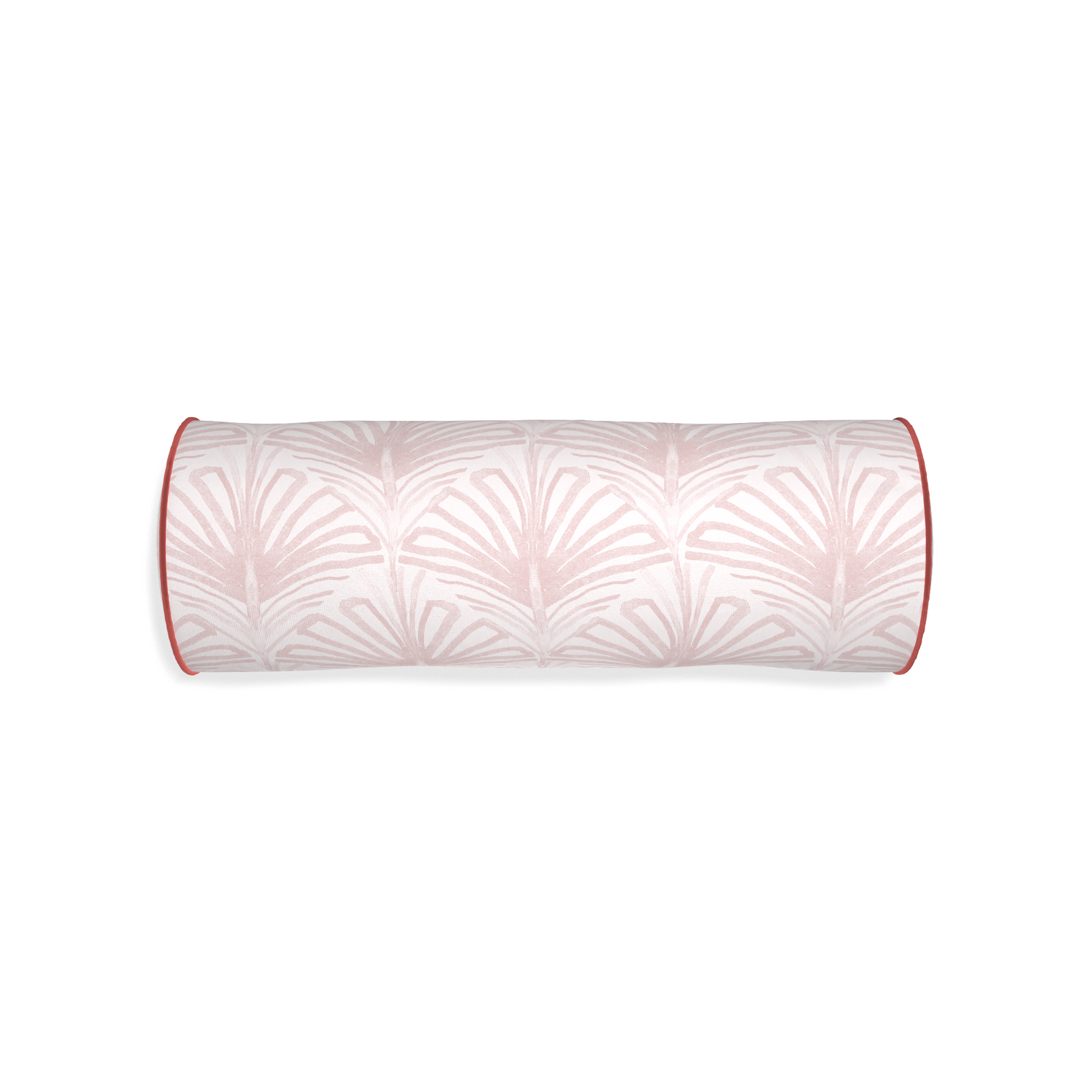 Bolster suzy rose custom rose pink palmpillow with c piping on white background