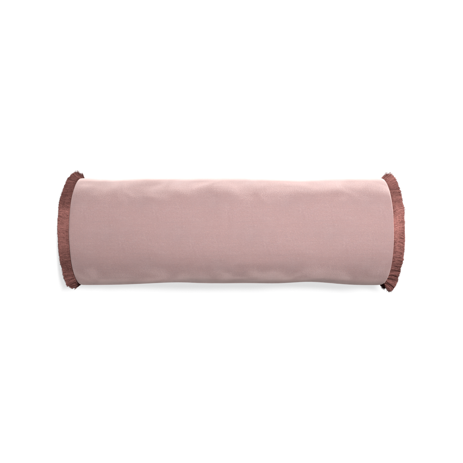 bolster mauve velvet pillow with dusty rose fringe