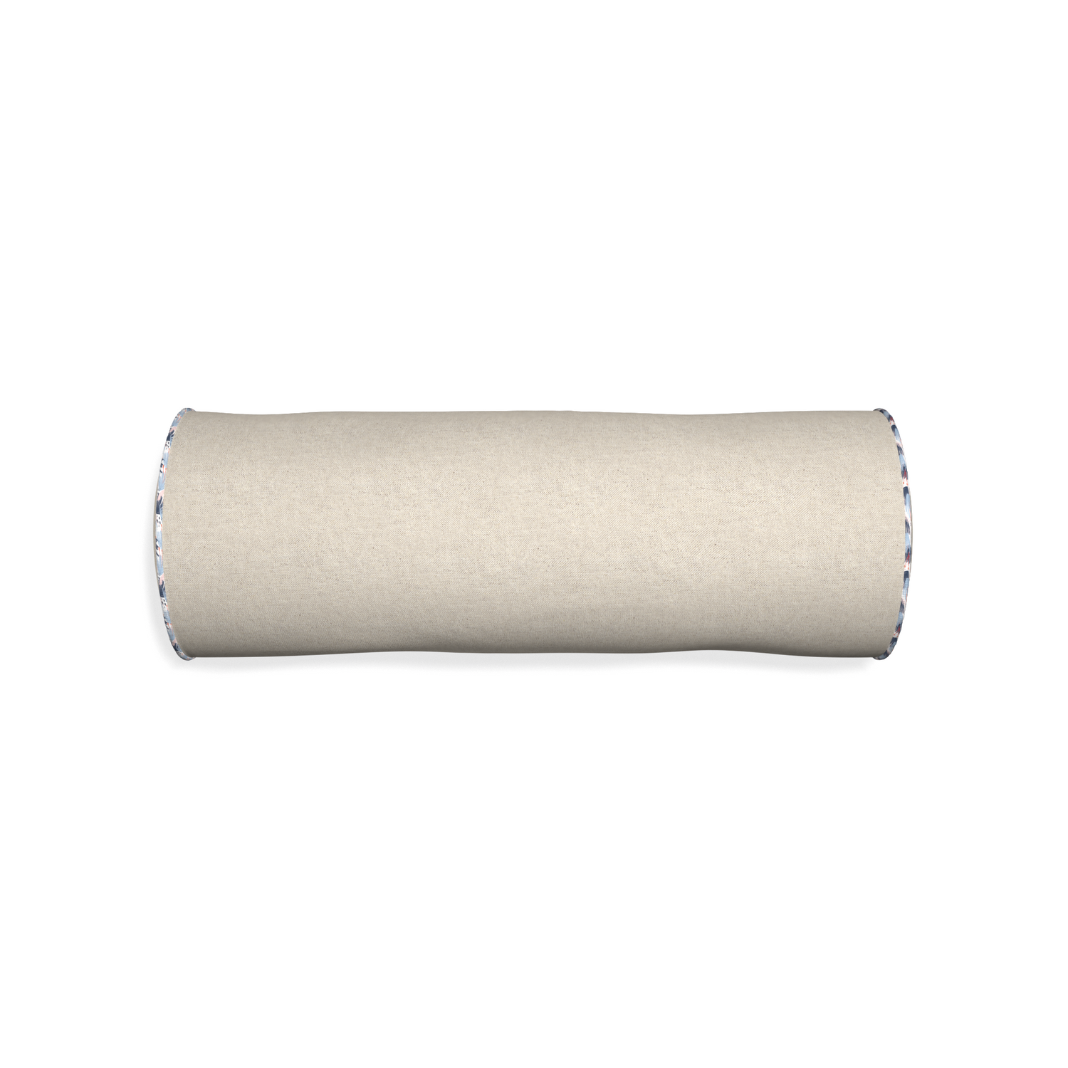 Bolster oat custom light brownpillow with e piping on white background