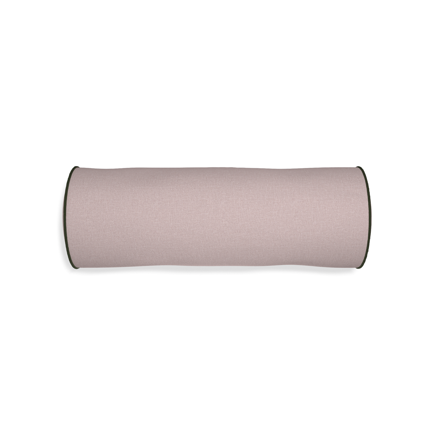 Bolster orchid custom mauve pinkpillow with f piping on white background