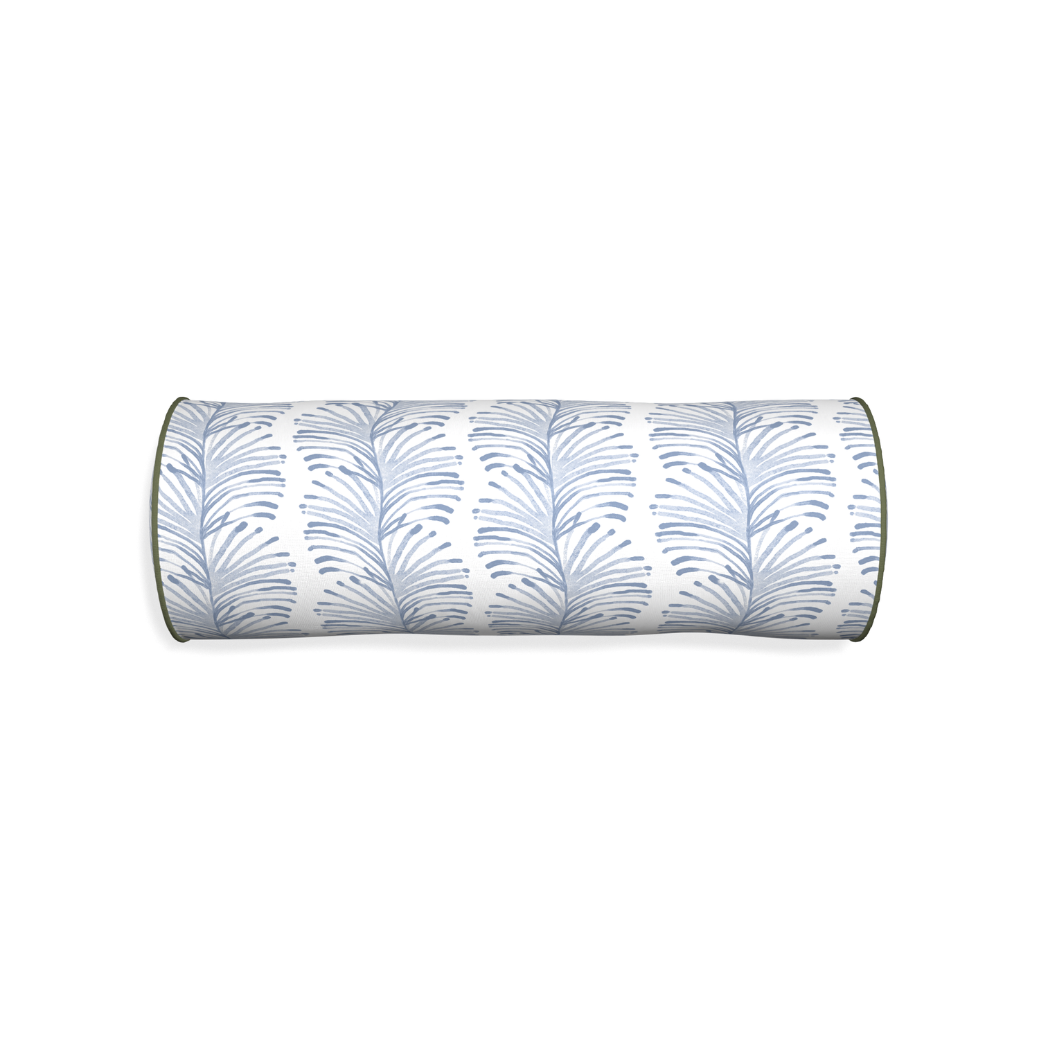 Bolster emma sky custom sky blue botanical stripepillow with f piping on white background