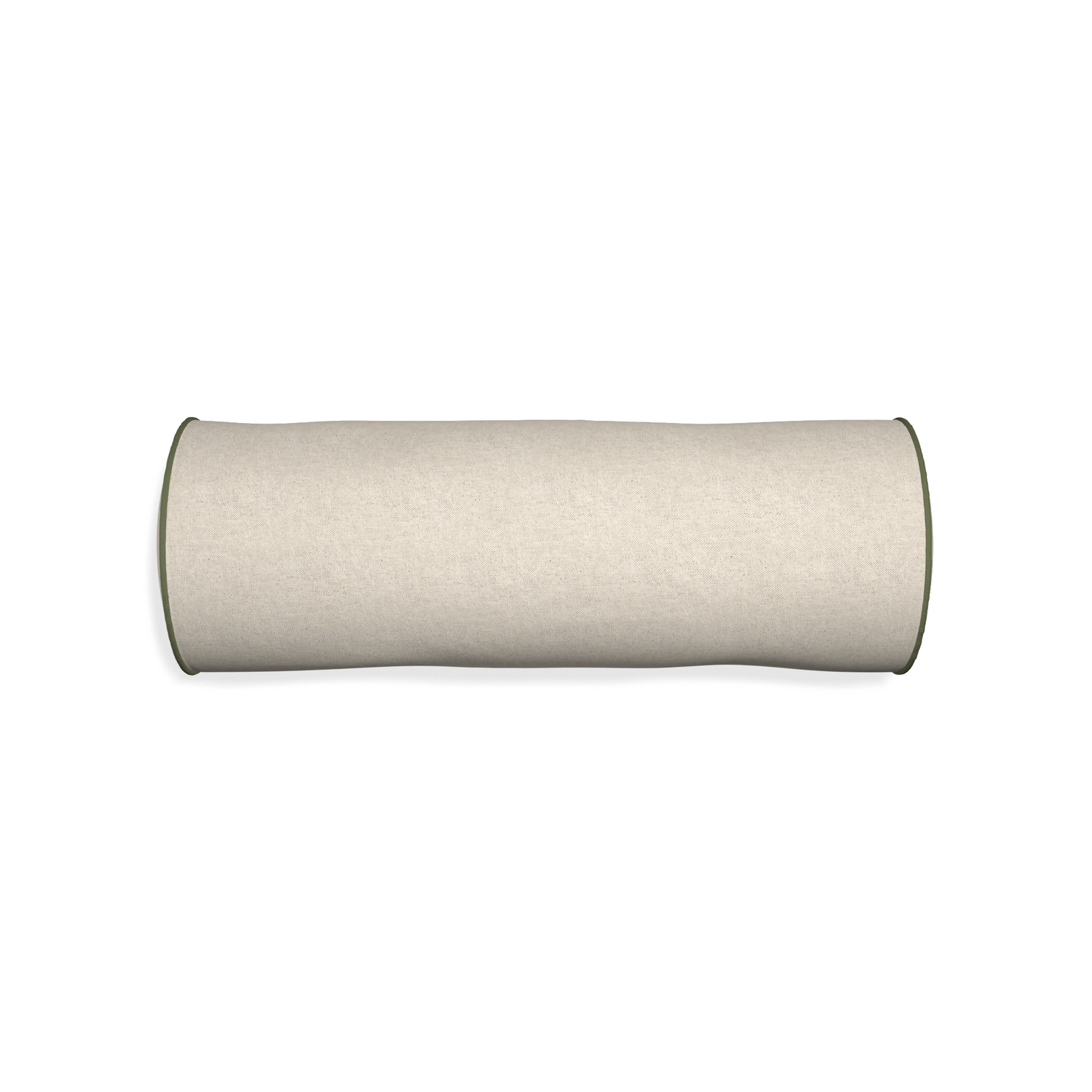 Bolster oat custom light brownpillow with f piping on white background