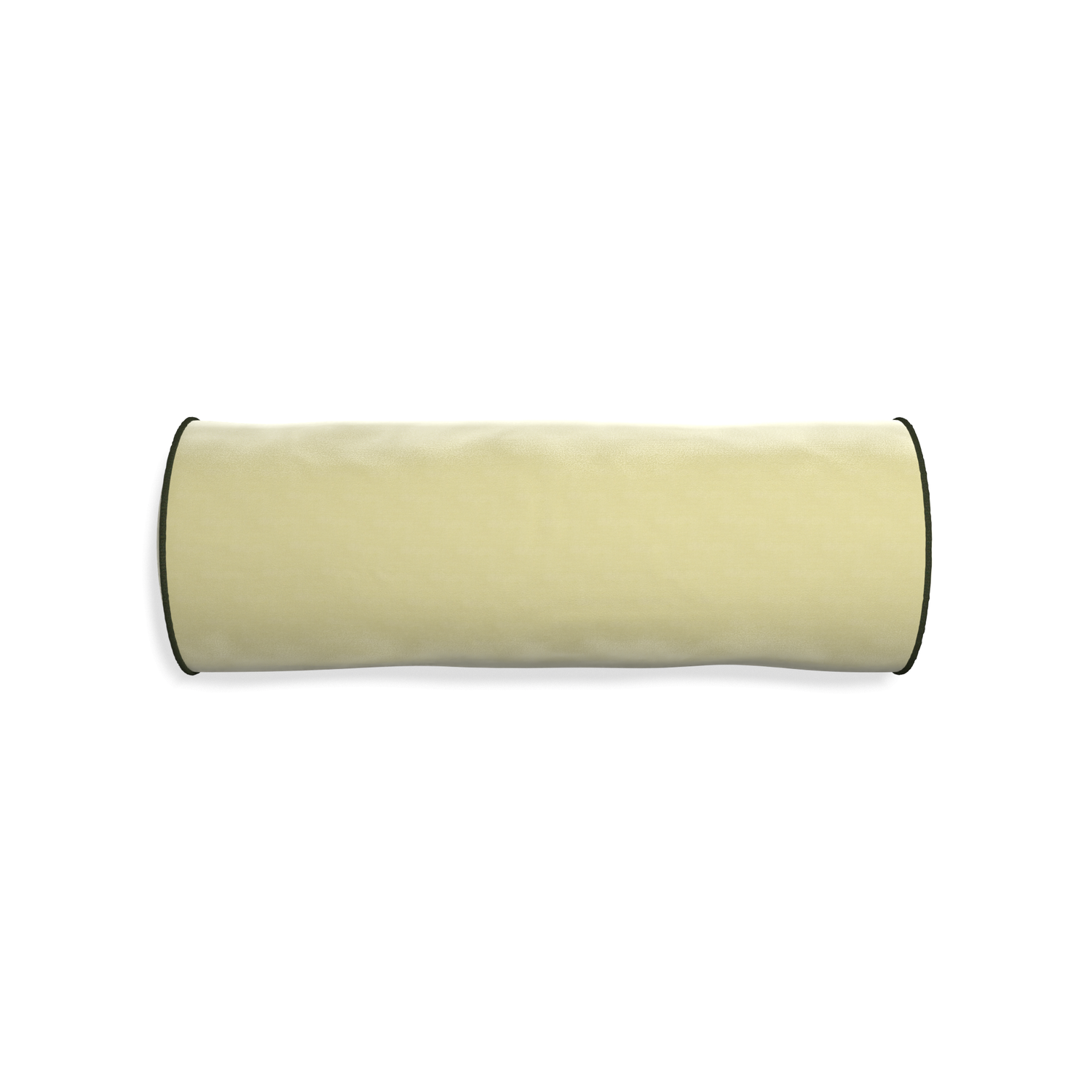 Bolster pear velvet custom pillow with f piping on white background