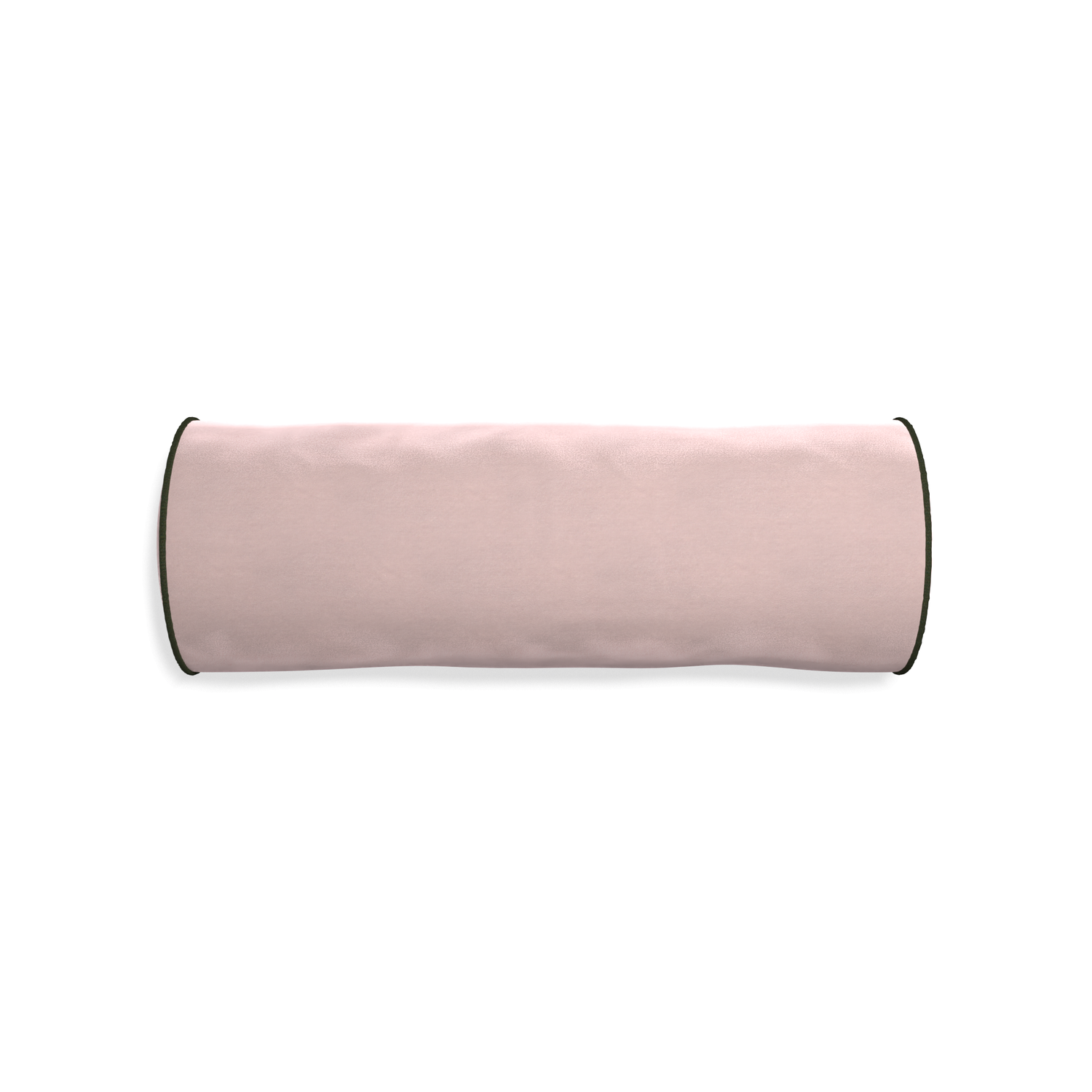 Bolster rose velvet custom pillow with f piping on white background