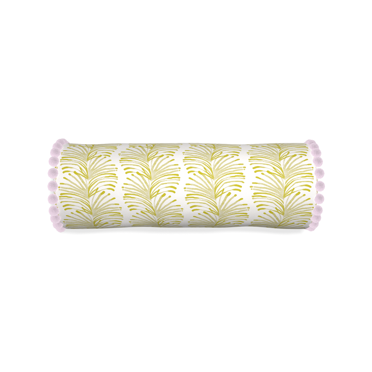 Bolster emma chartreuse custom pillow with l on white background