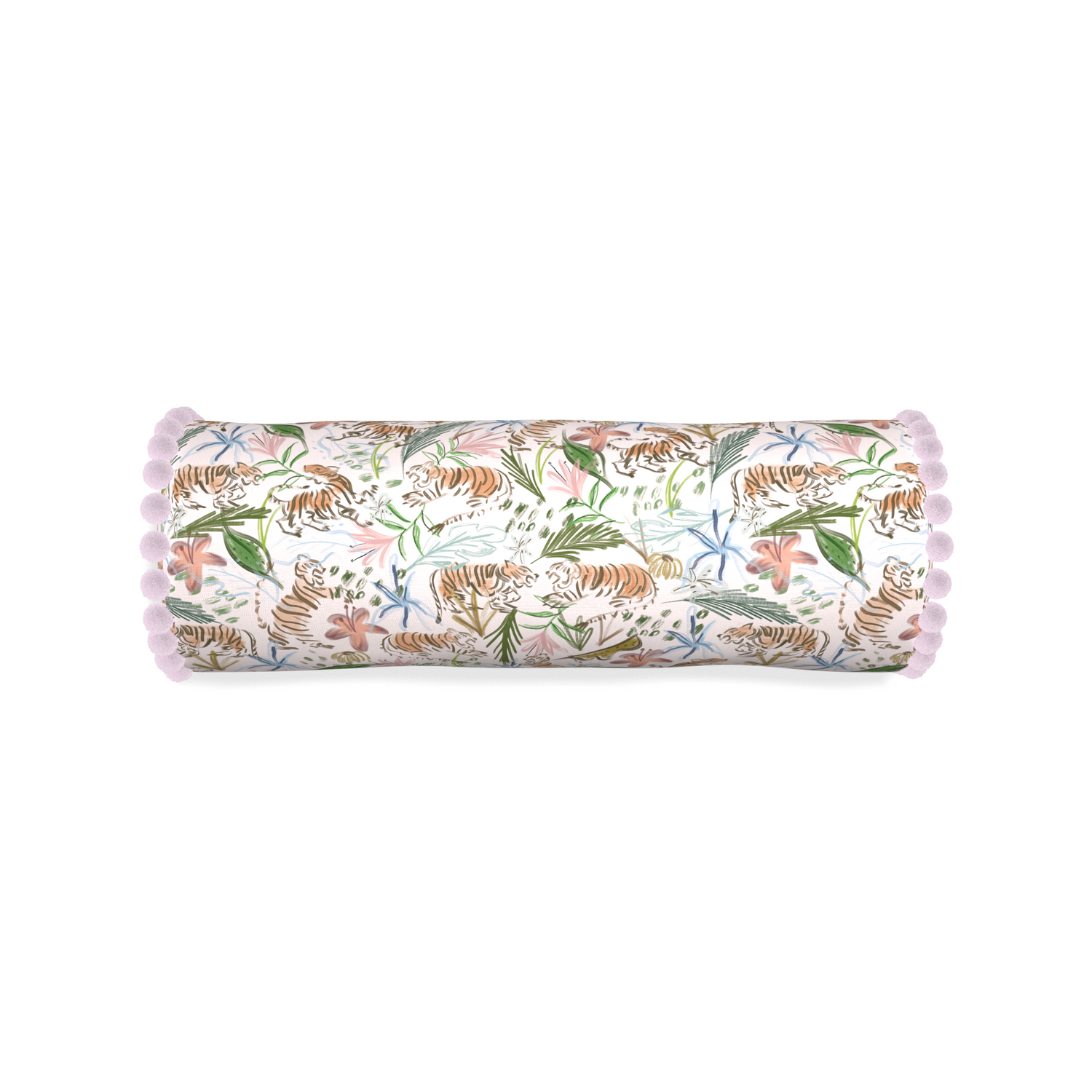Bolster frida pink custom pink chinoiserie tigerpillow with l on white background