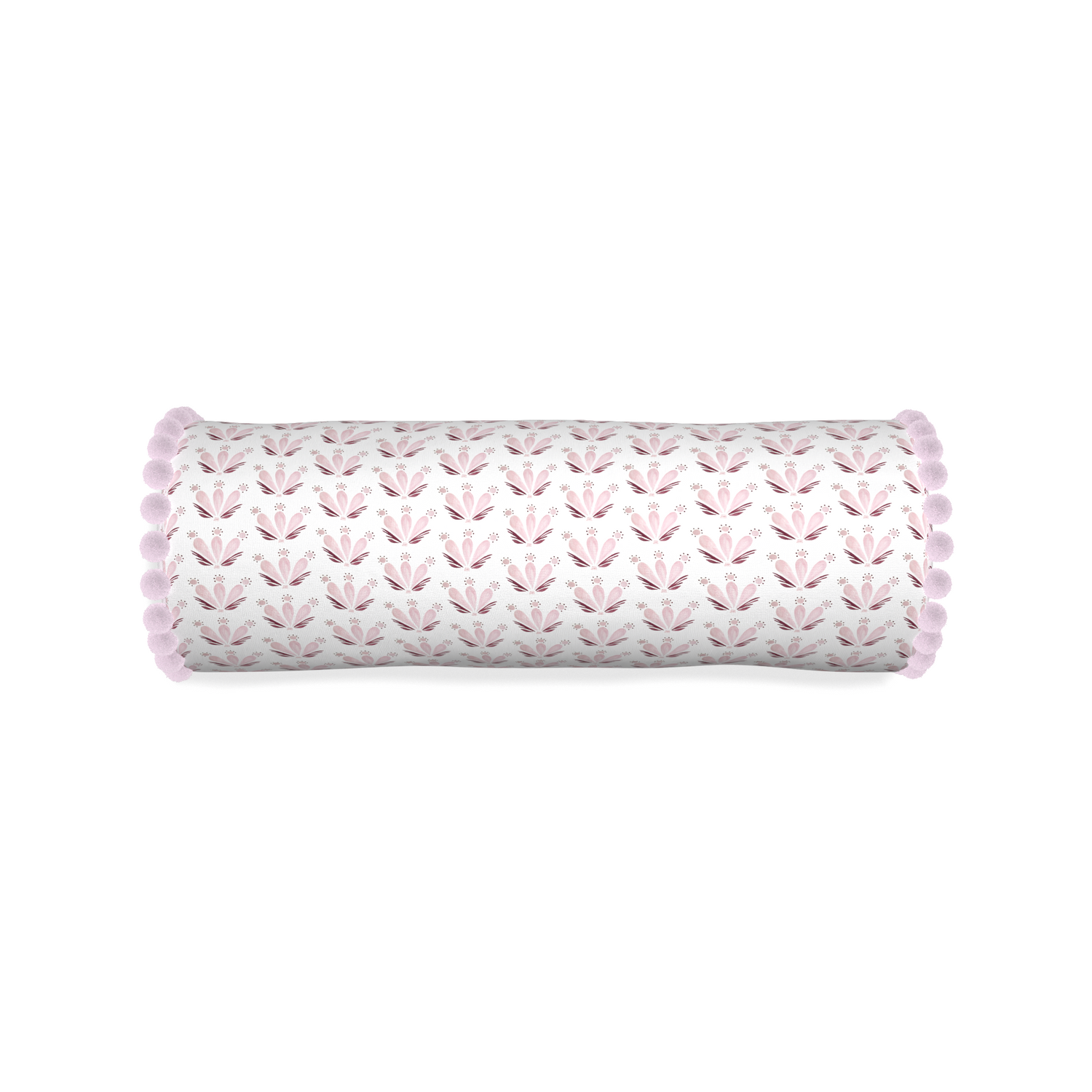 Bolster serena pink custom pillow with l on white background