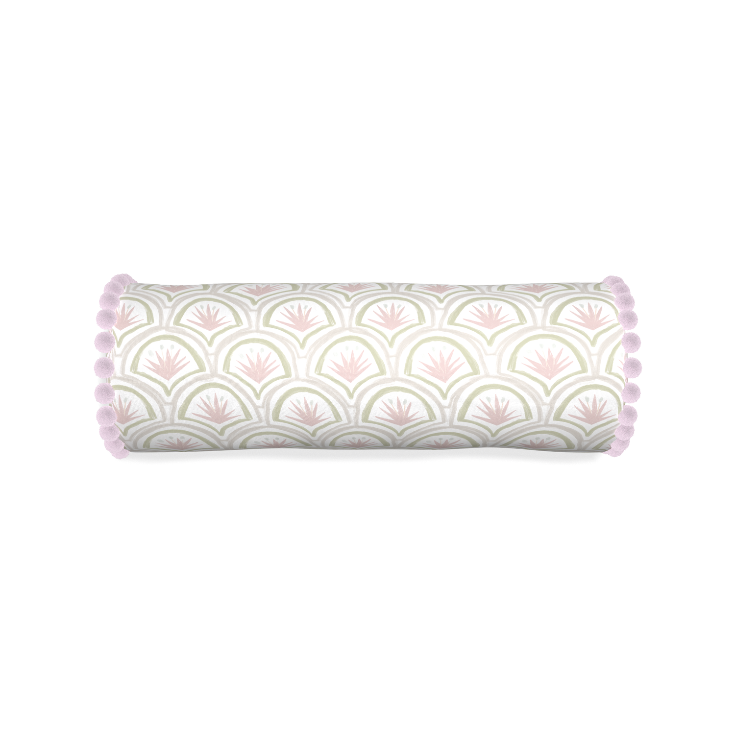 Bolster thatcher rose custom pink & green palmpillow with l on white background