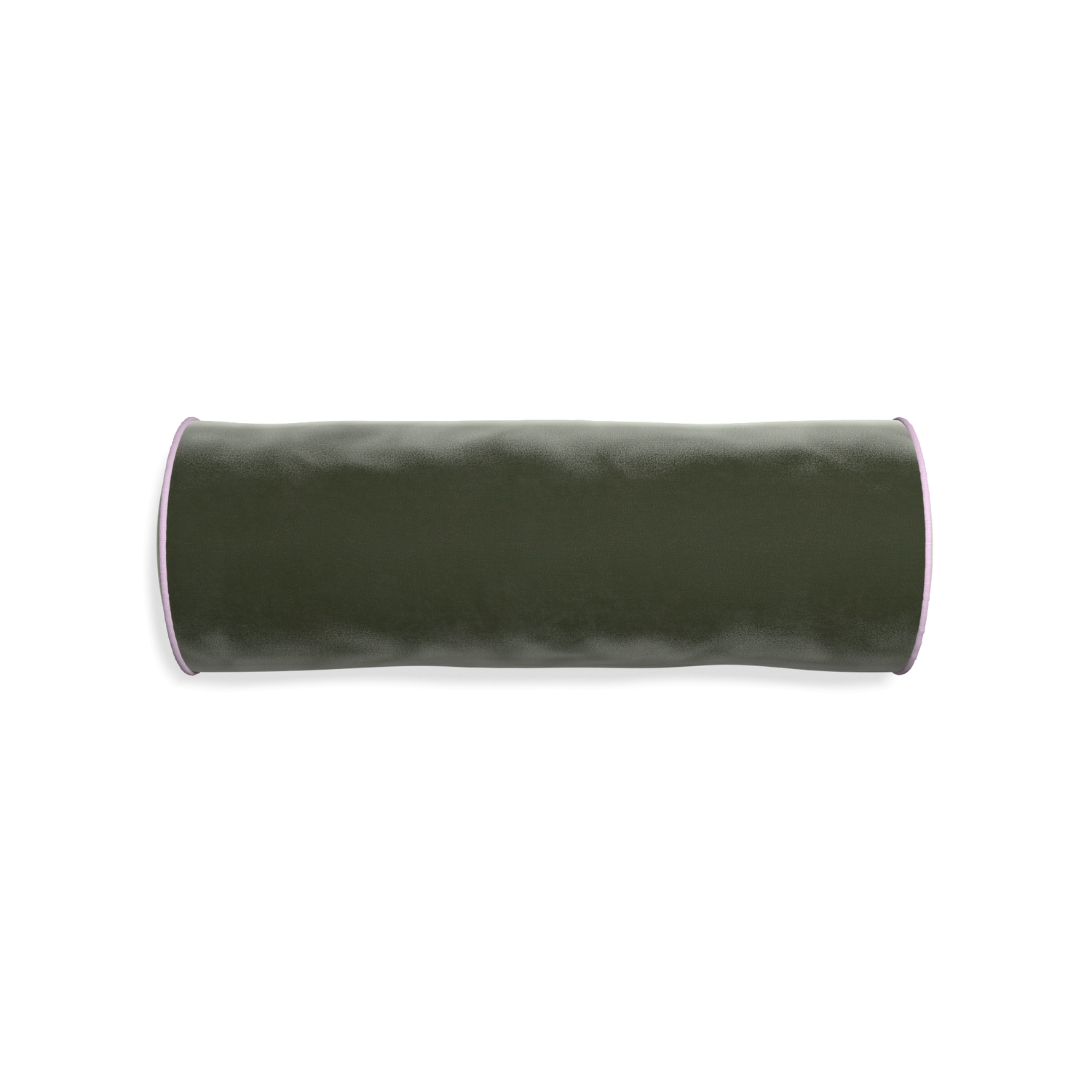 bolster fern green velvet pillow with lilac piping