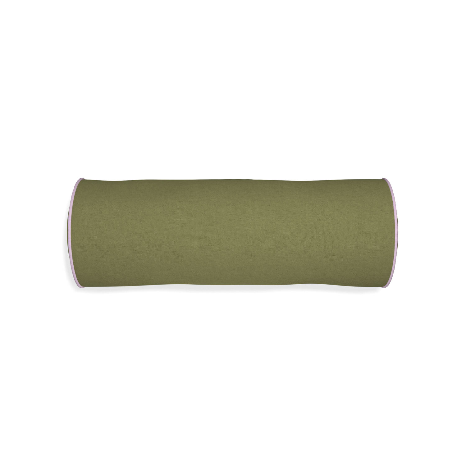 Bolster moss custom moss greenpillow with l piping on white background
