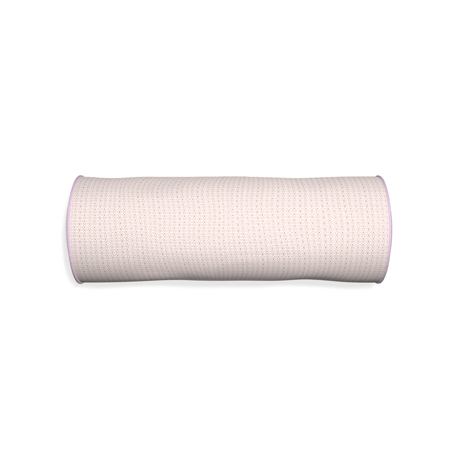 Bolster loomi pink custom pillow with l piping on white background