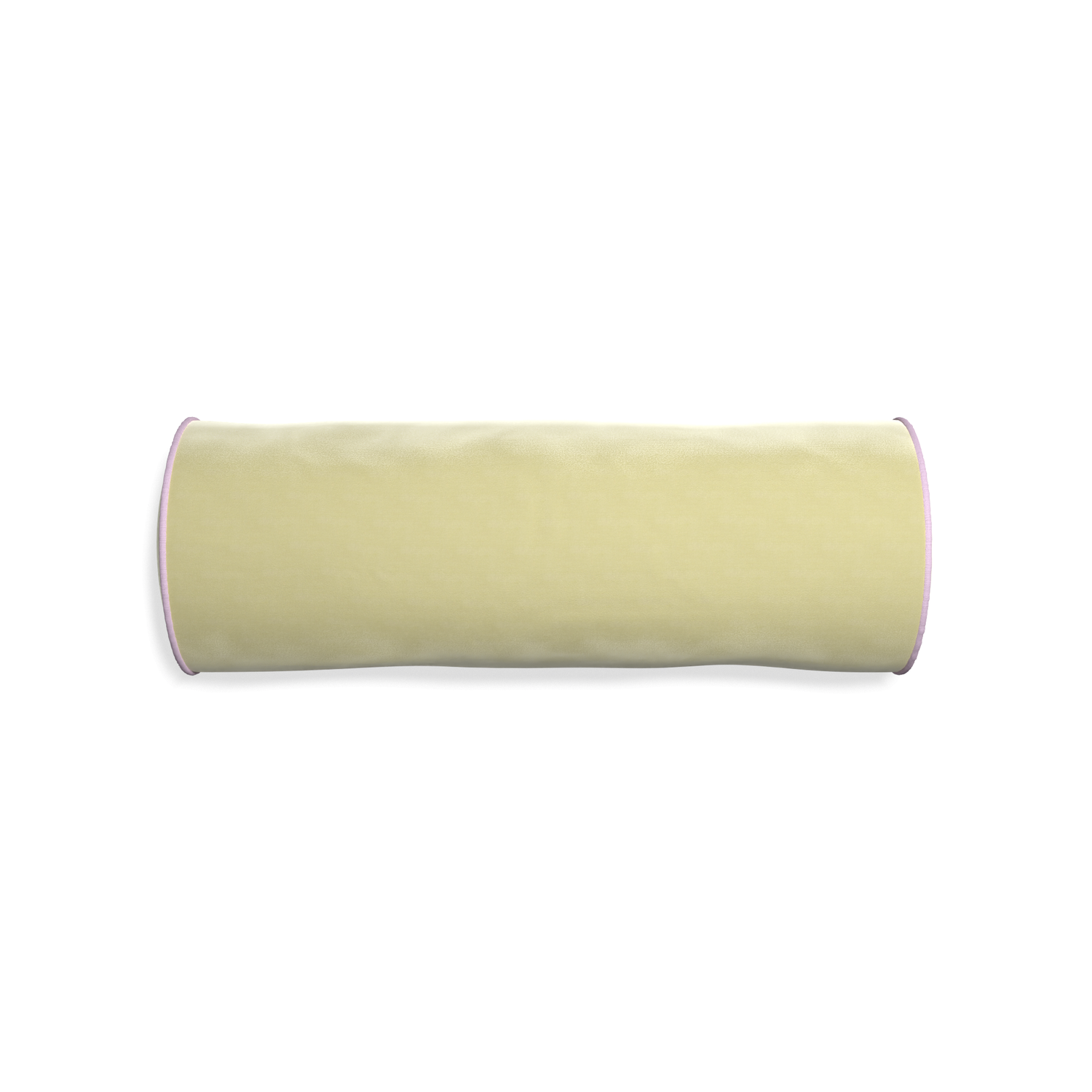 Bolster pear velvet custom pillow with l piping on white background