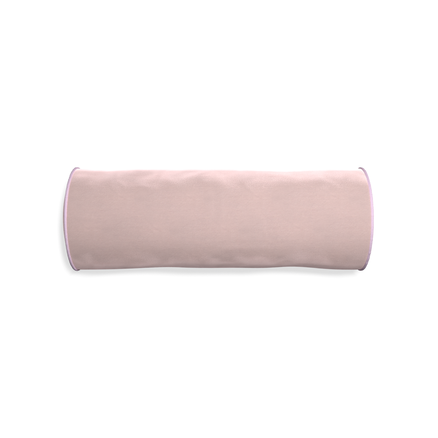 Bolster rose velvet custom pillow with l piping on white background