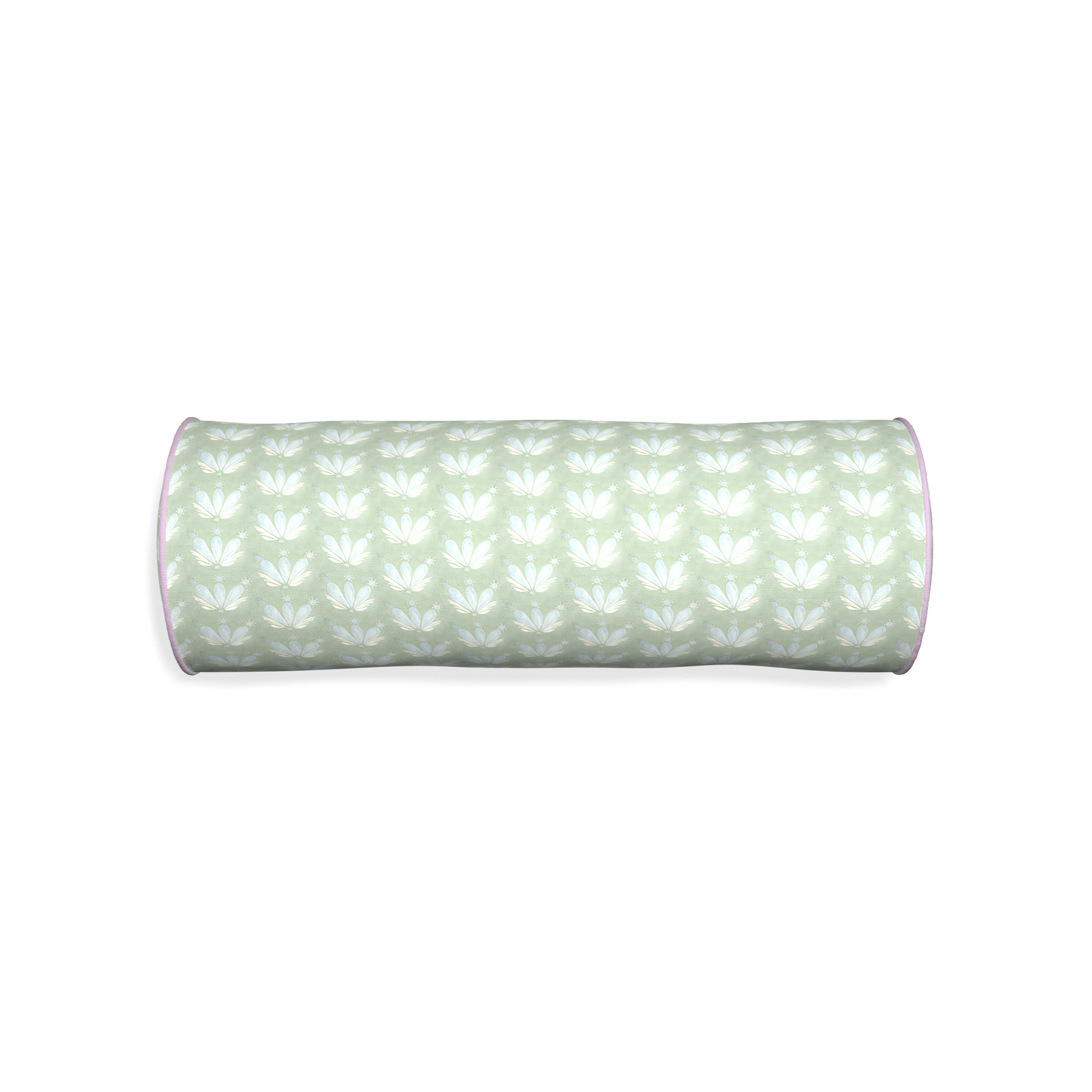 Bolster serena sea salt custom pillow with l piping on white background