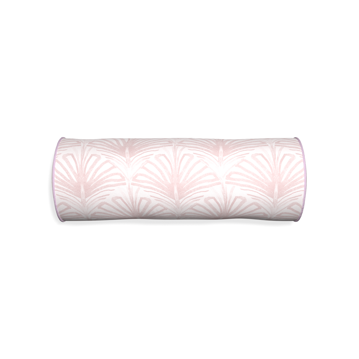 Bolster suzy rose custom rose pink palmpillow with l piping on white background