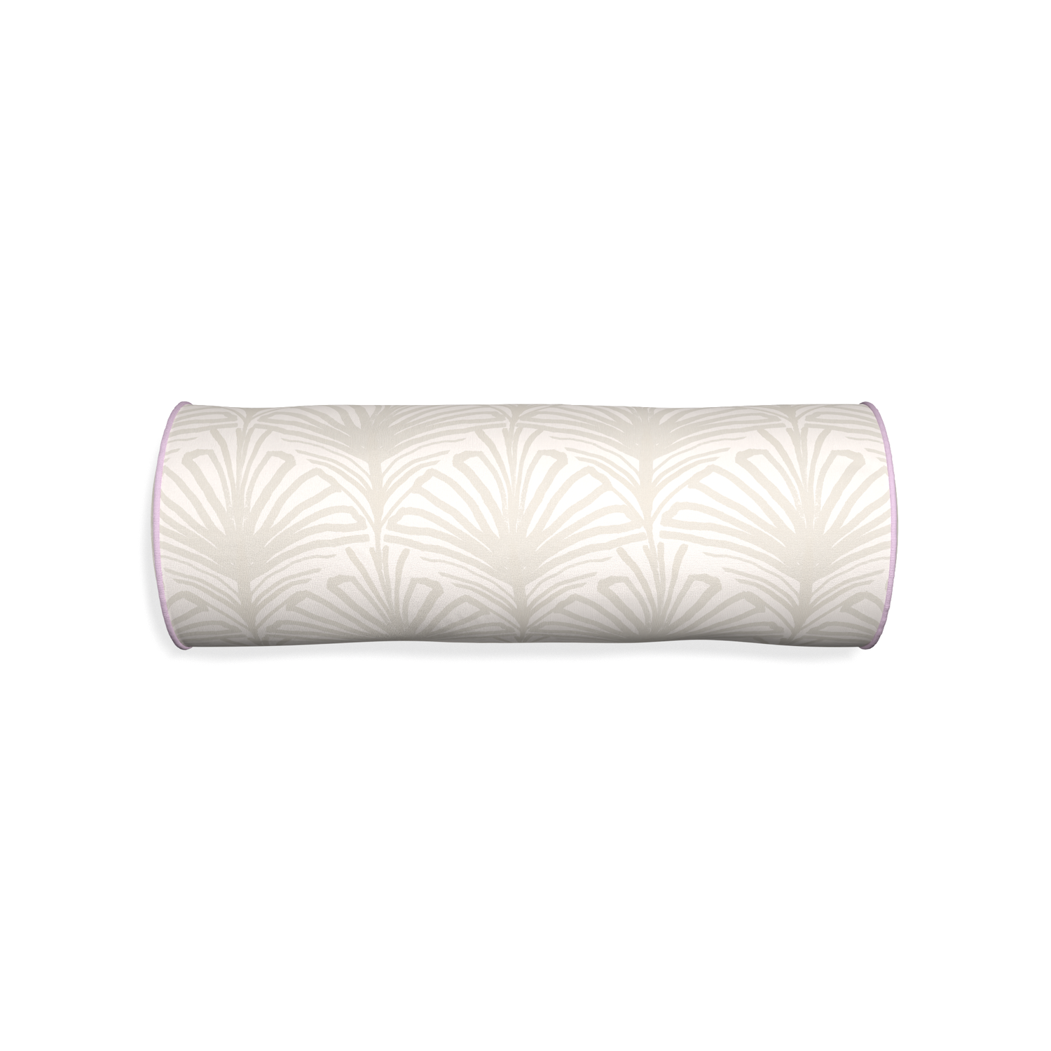 Bolster suzy sand custom beige palmpillow with l piping on white background