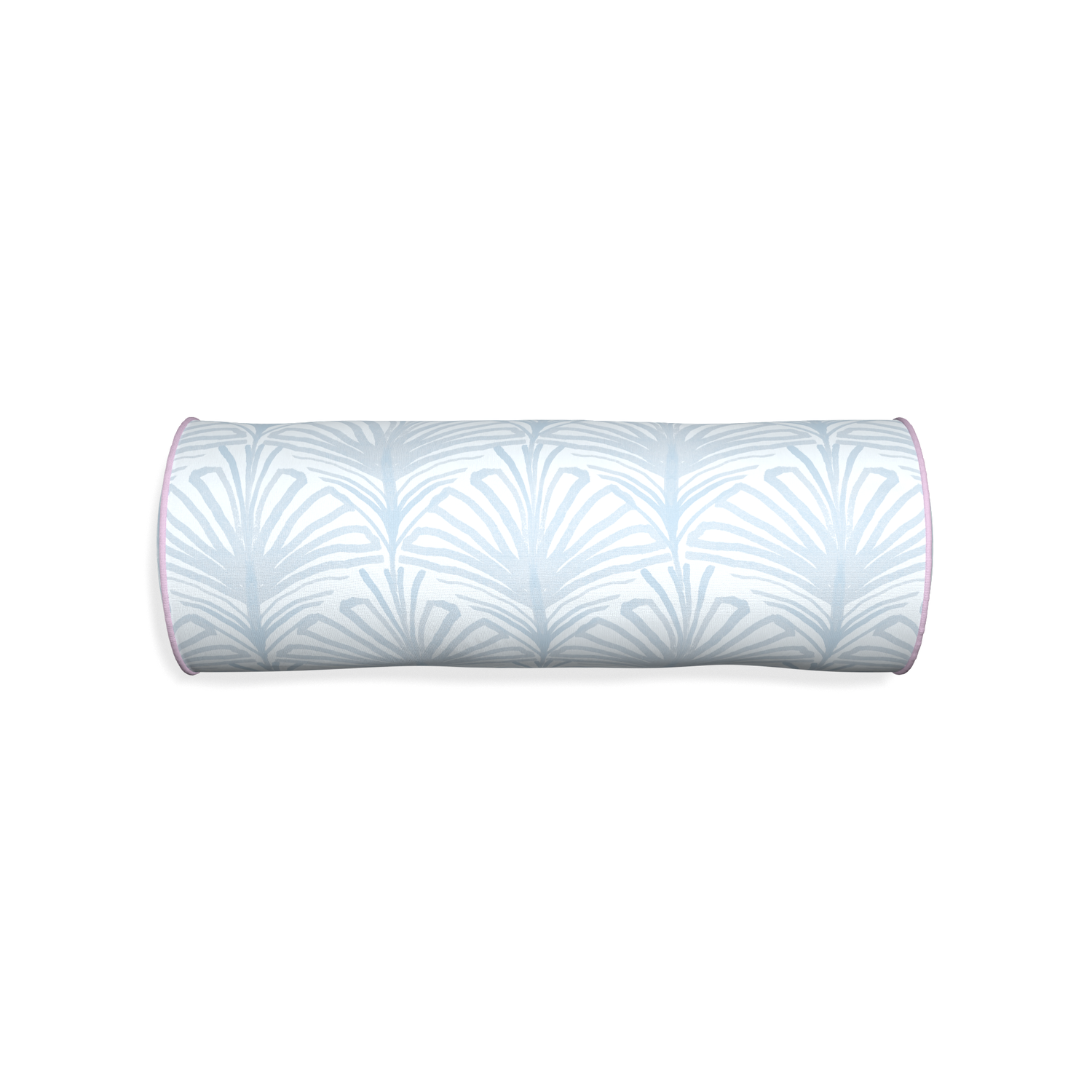 Bolster suzy sky custom sky blue palmpillow with l piping on white background