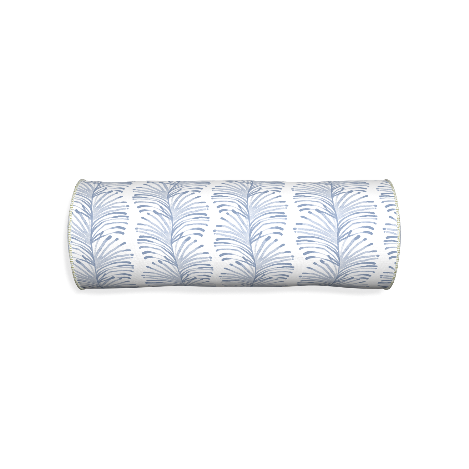 Bolster emma sky custom sky blue botanical stripepillow with l piping on white background