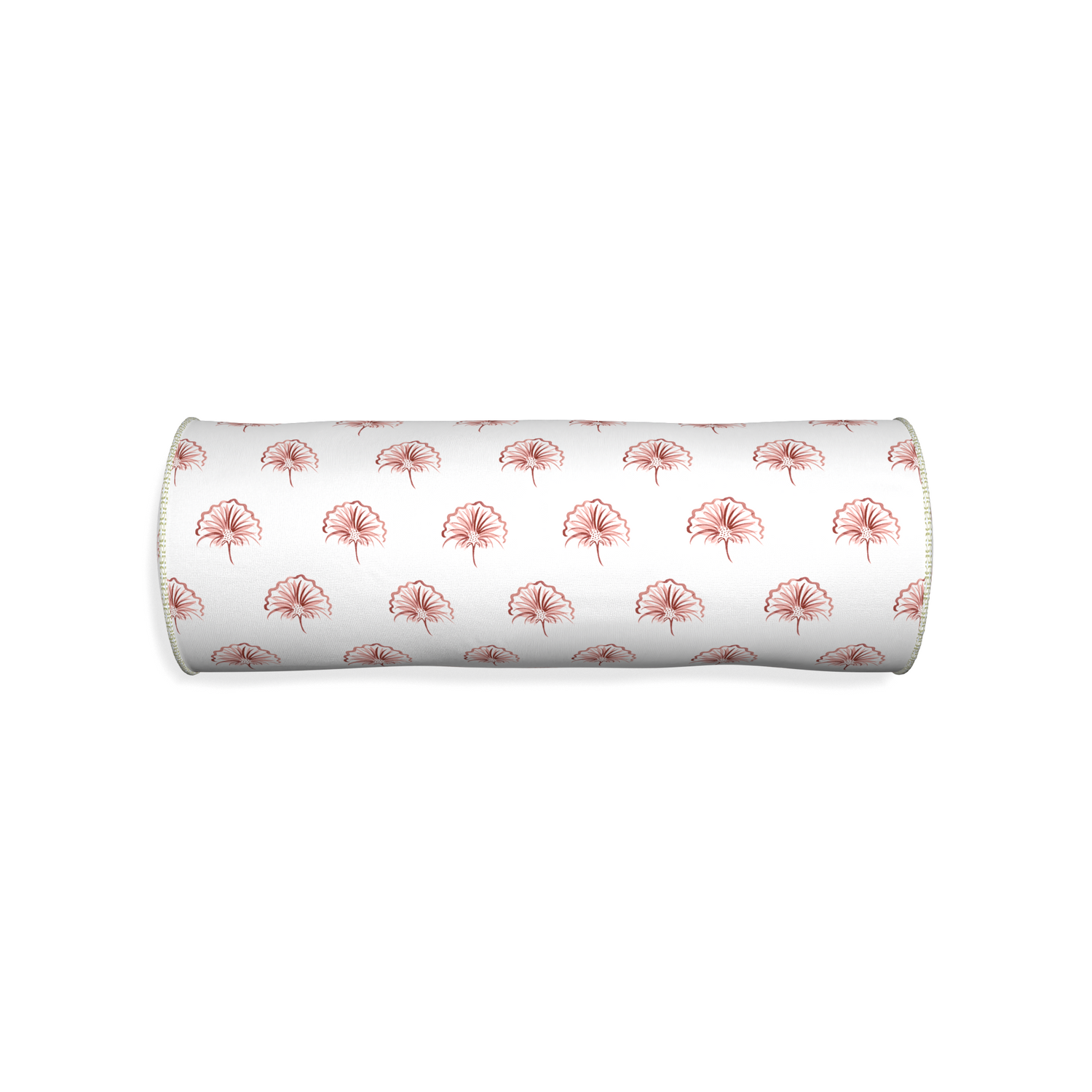 Bolster penelope rose custom pillow with l piping on white background
