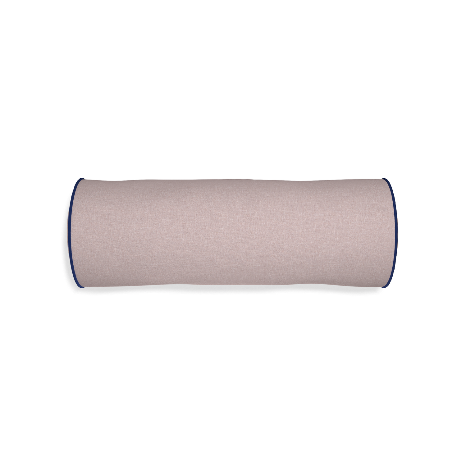 Bolster orchid custom mauve pinkpillow with midnight piping on white background