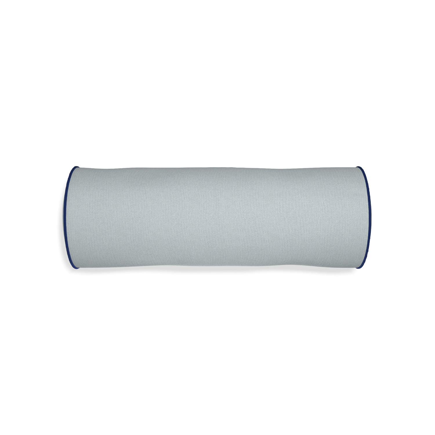 Bolster sea custom grey bluepillow with midnight piping on white background
