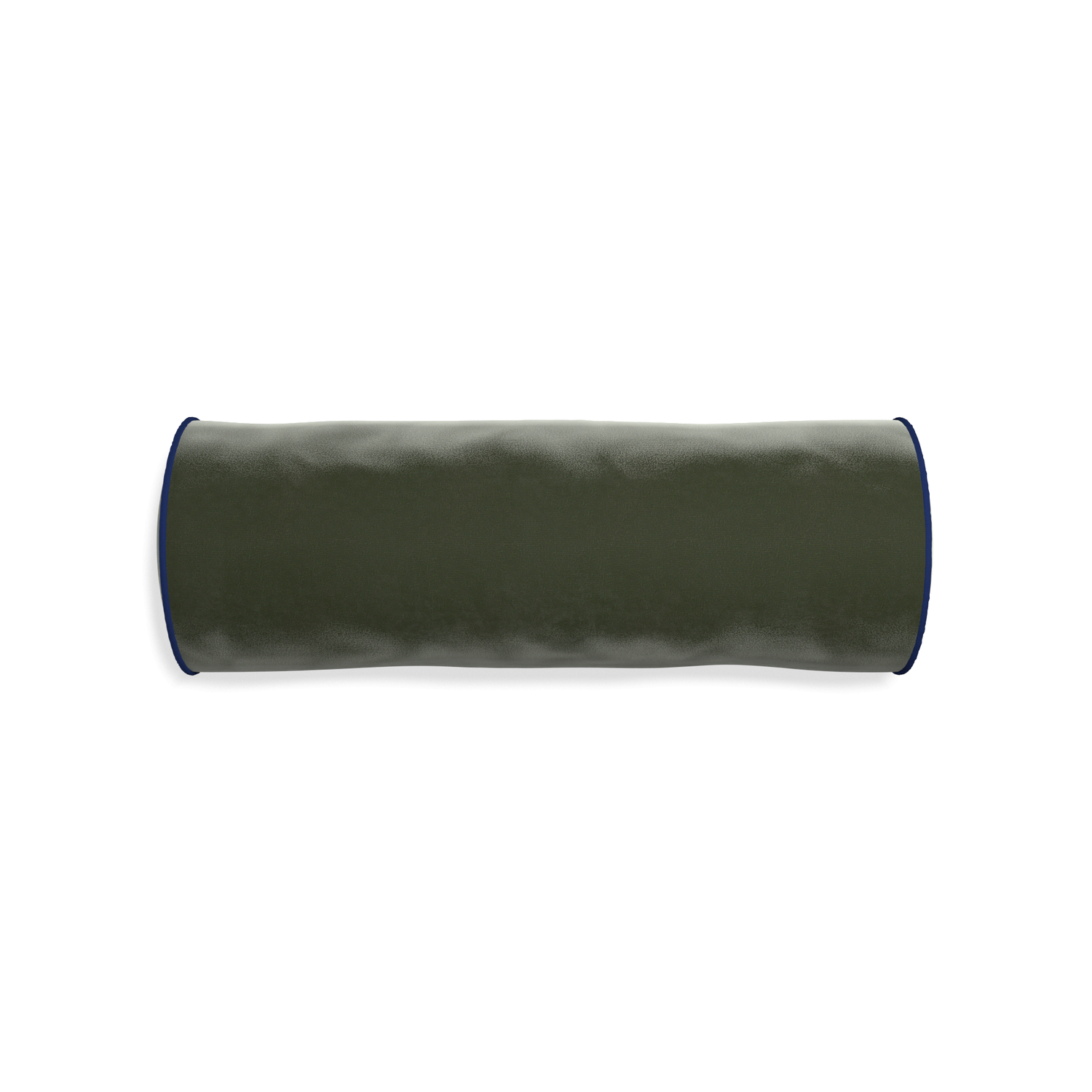 bolster fern green velvet pillow with navy blue piping