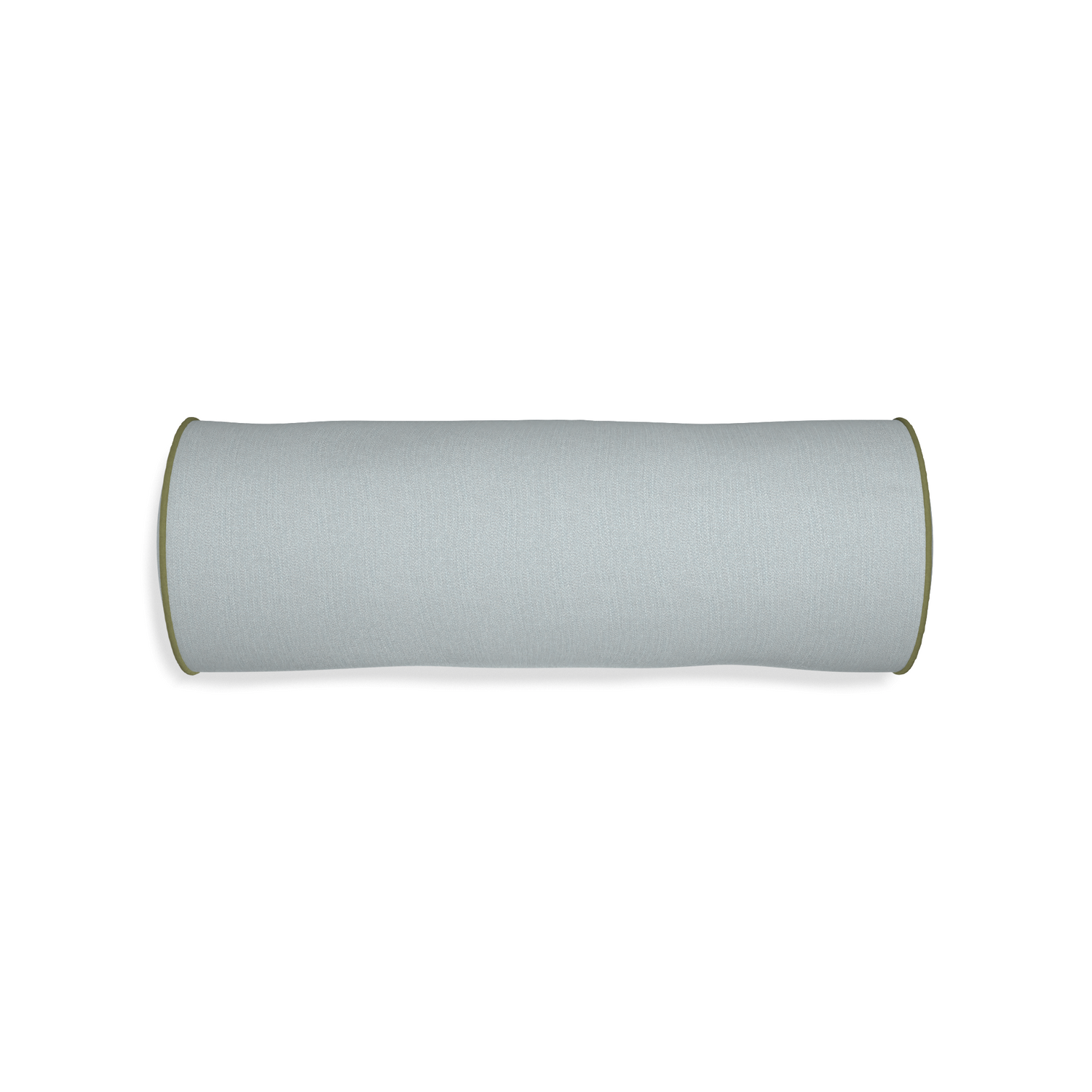 Bolster sea custom grey bluepillow with moss piping on white background