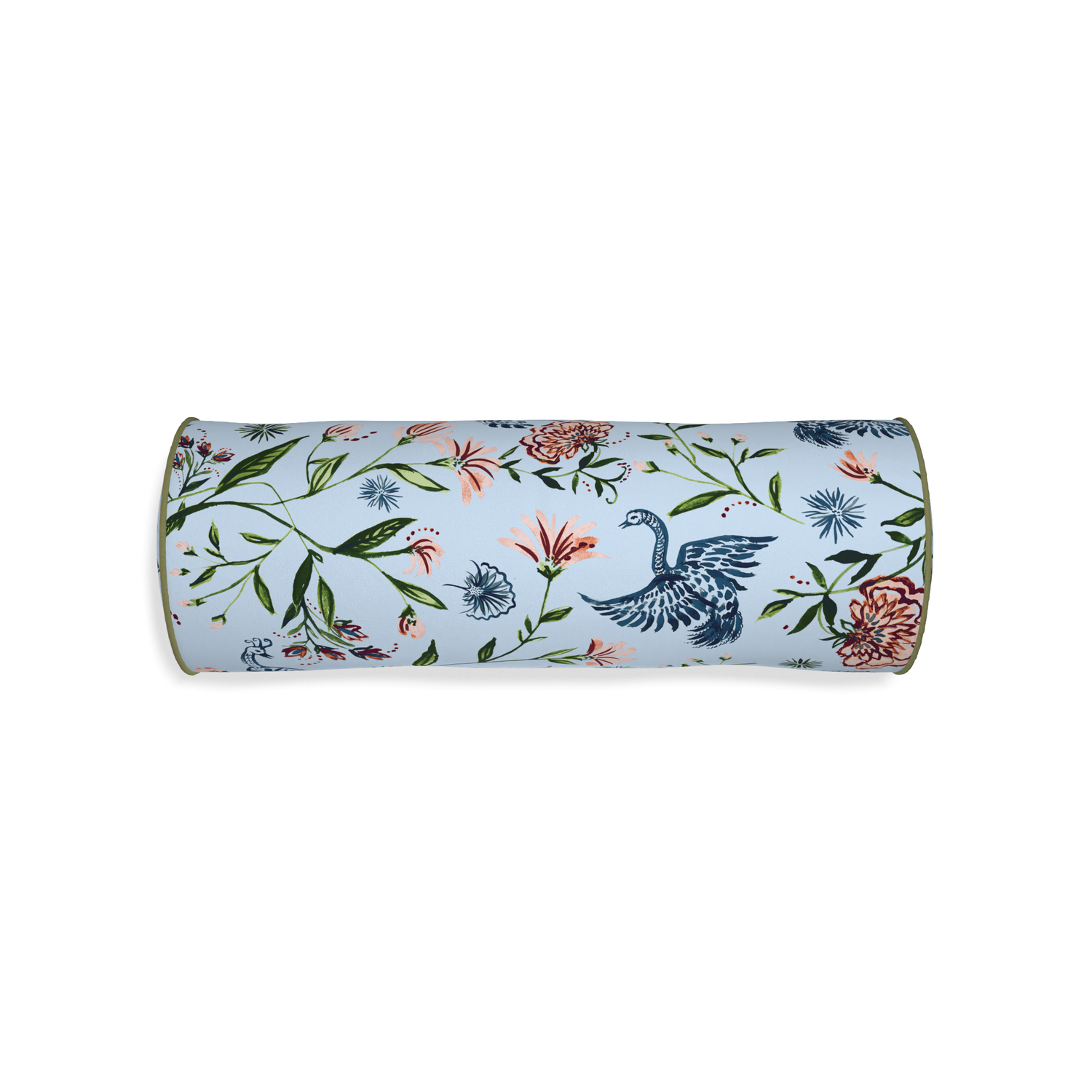 bolster blue chinoiserie with moss green piping