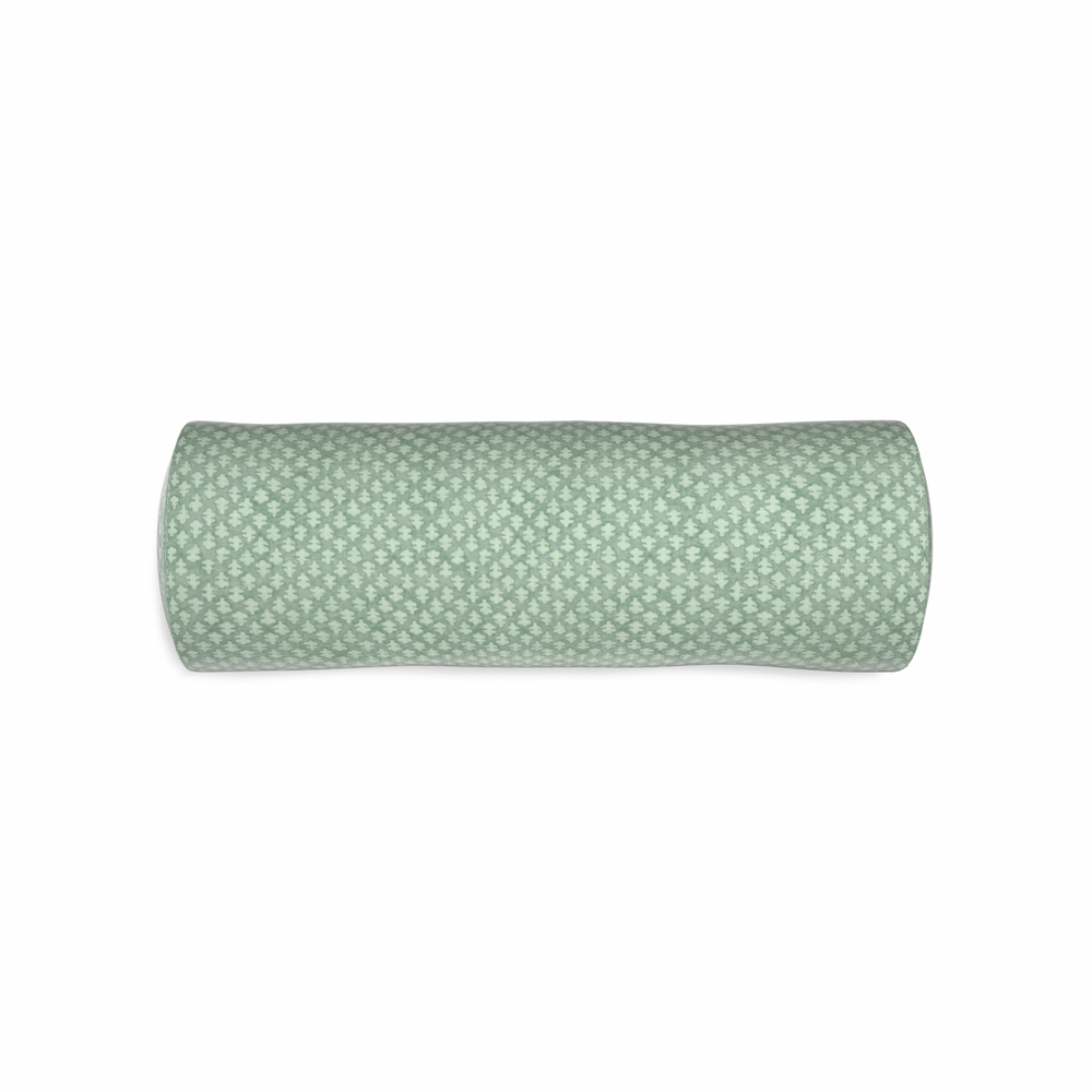 Bolster quinn celadon custom pillow with n on white background