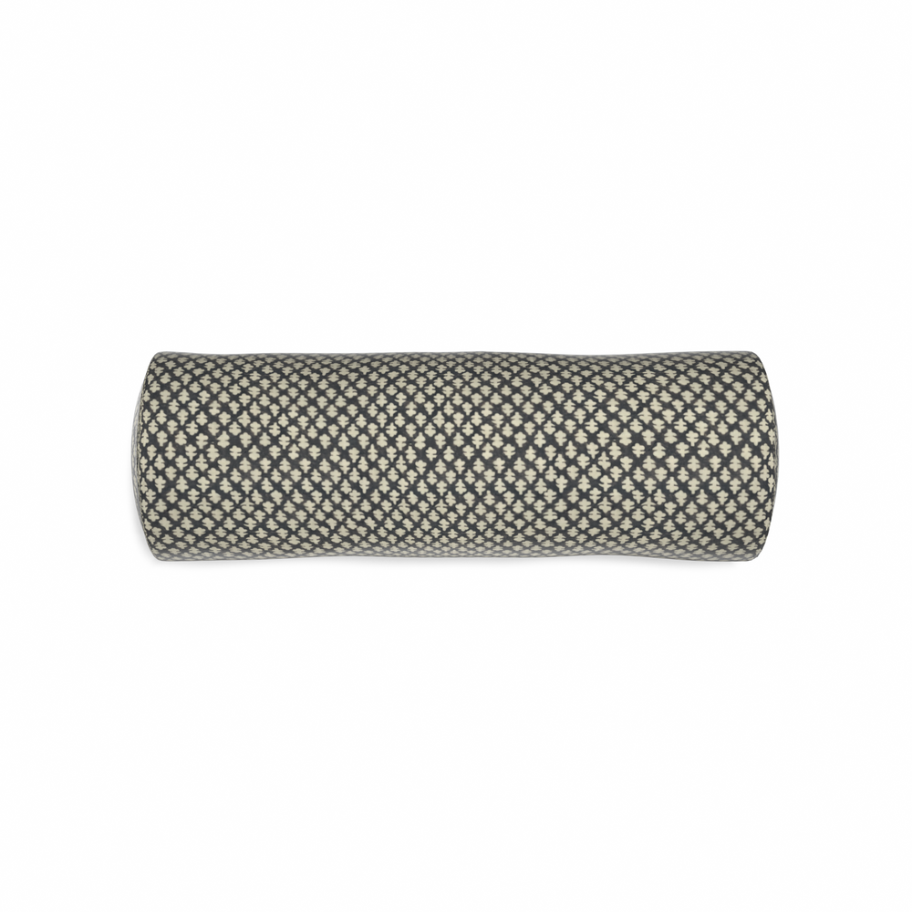 Bolster quinn charcoal custom pillow with n on white background