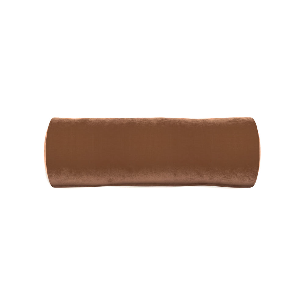 Bolster honey velvet custom pillow with n on white background