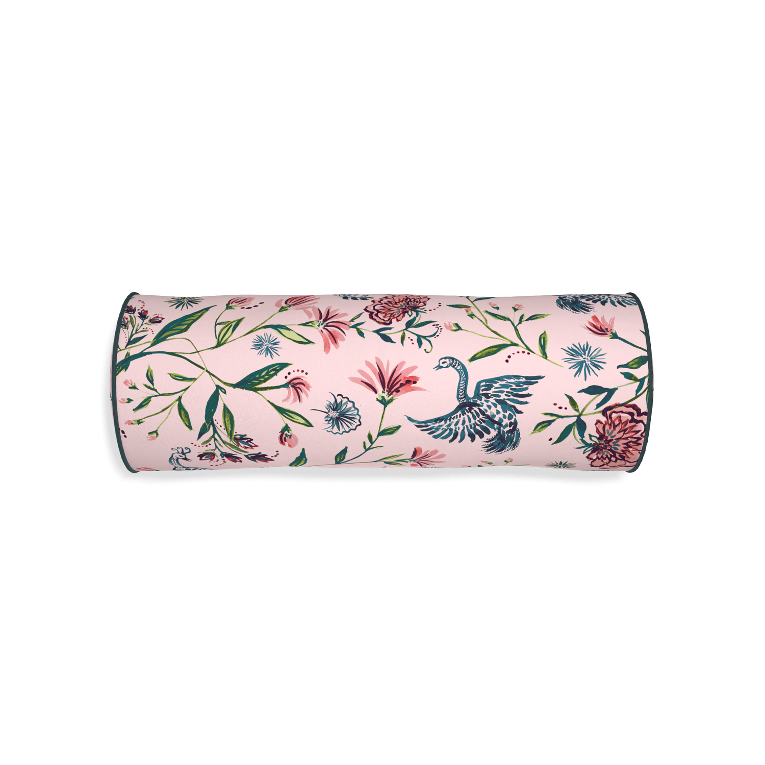 Bolster daphne rose custom rose chinoiseriepillow with p piping on white background
