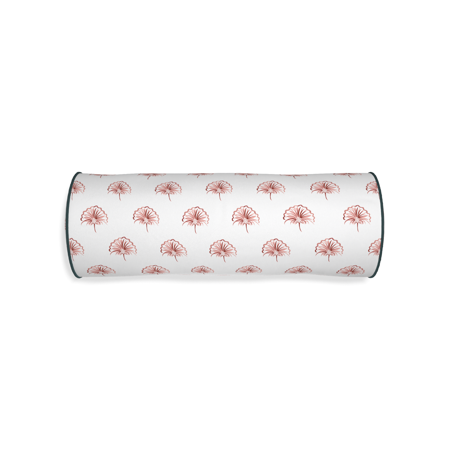Bolster penelope rose custom floral pinkpillow with p piping on white background
