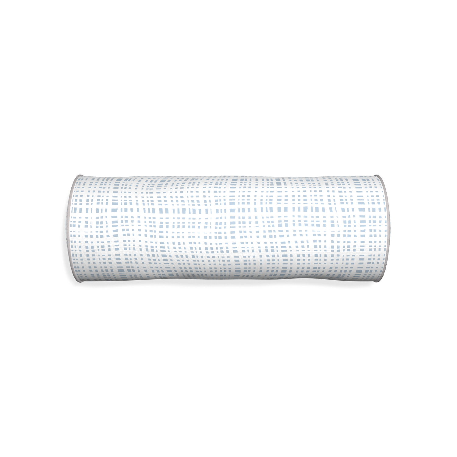 Bolster ginger sky custom plaid sky bluepillow with pebble piping on white background
