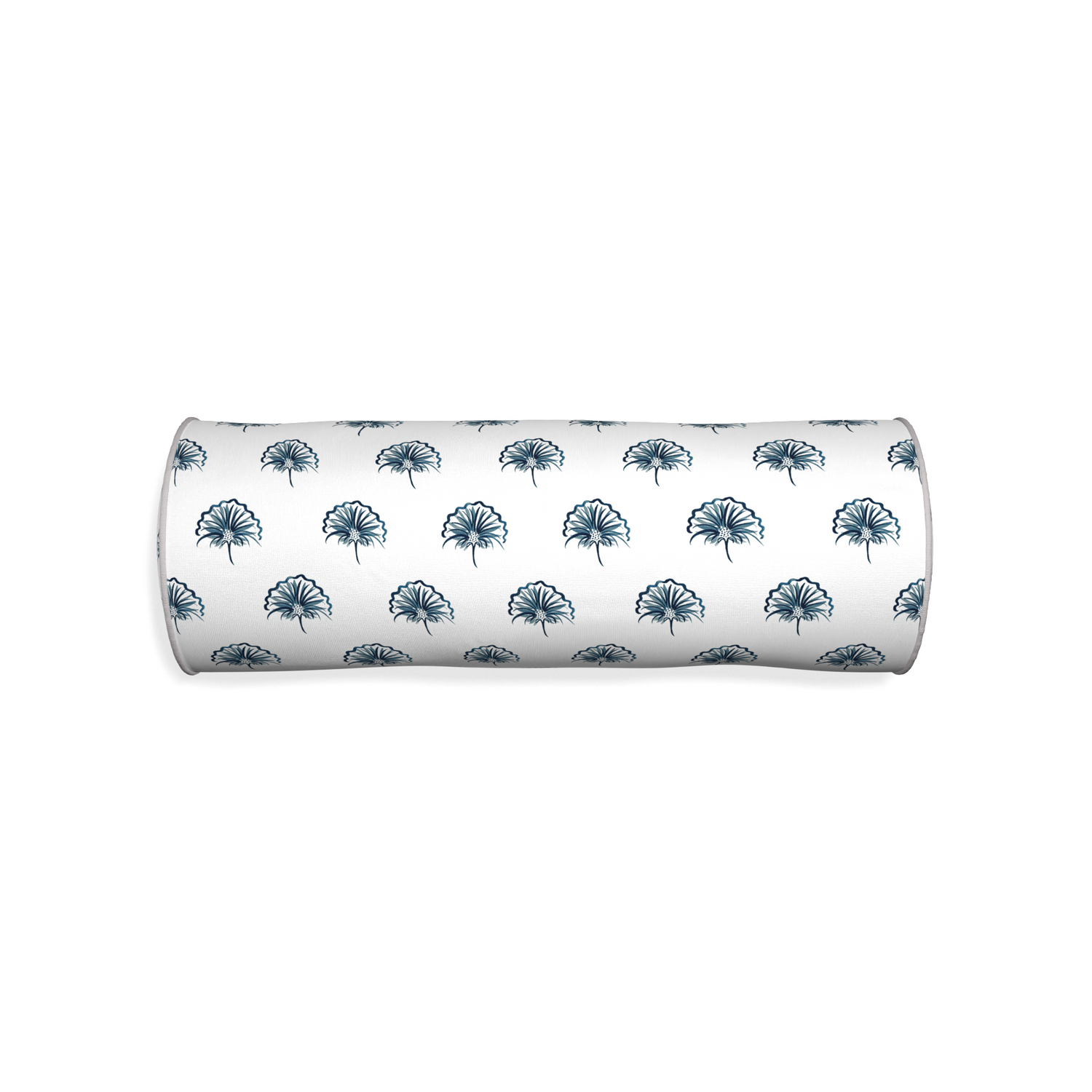 Bolster penelope midnight custom floral navypillow with pebble piping on white background