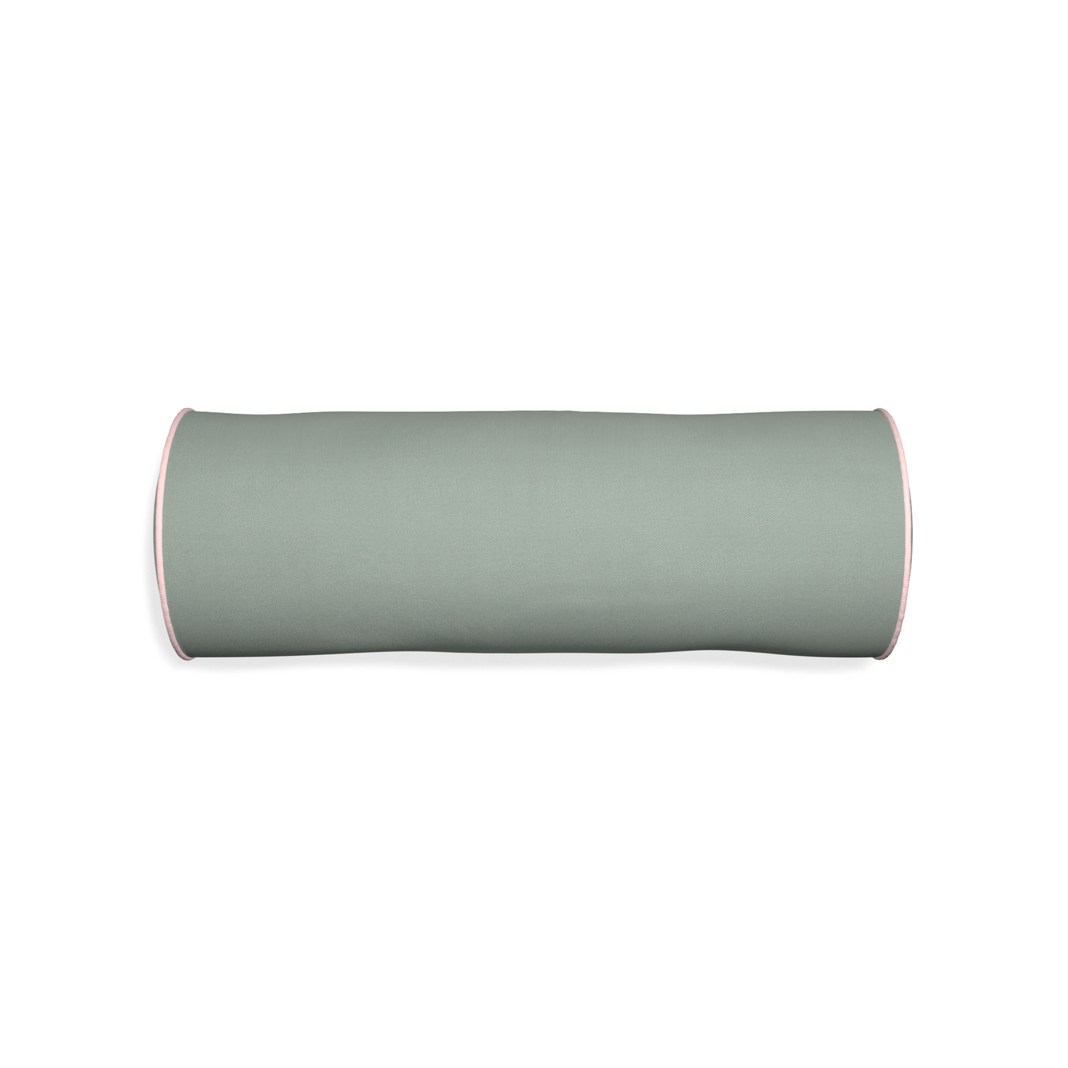Bolster sage custom sage green cottonpillow with petal piping on white background