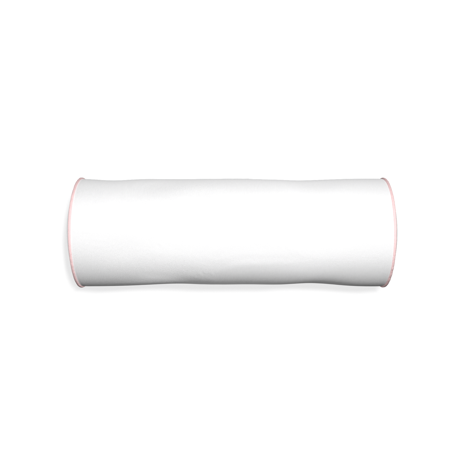 Bolster snow custom pillow with petal piping on white background