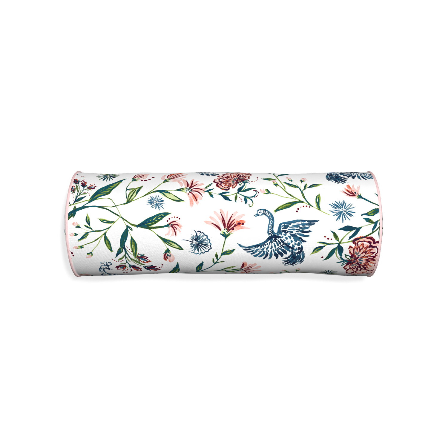 Bolster daphne cream custom pillow with petal piping on white background
