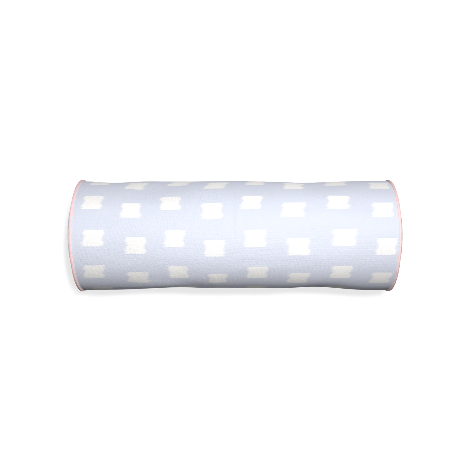 Bolster denton custom pillow with petal piping on white background