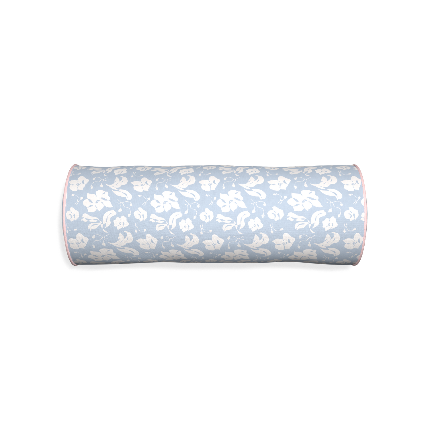 Bolster georgia custom pillow with petal piping on white background