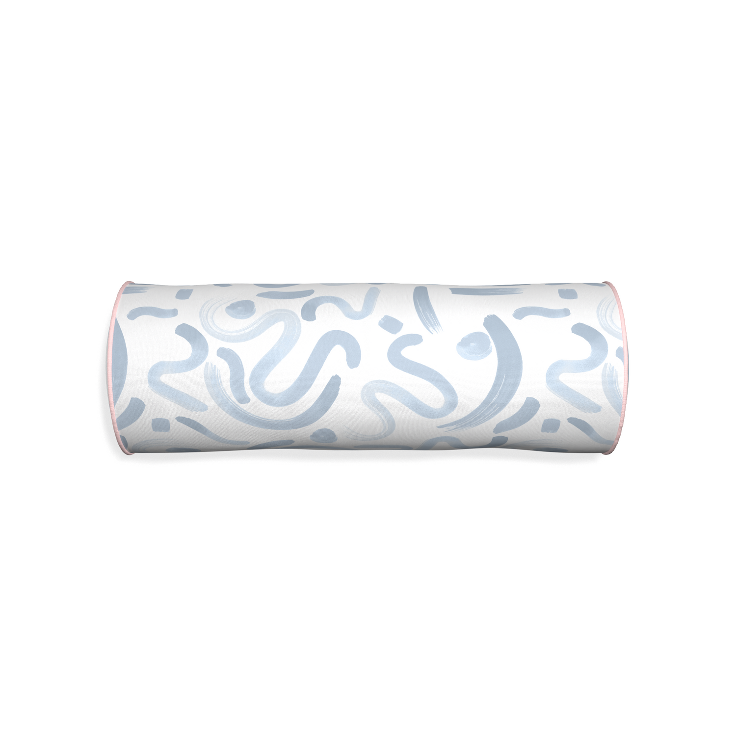 Bolster hockney sky custom abstract sky bluepillow with petal piping on white background