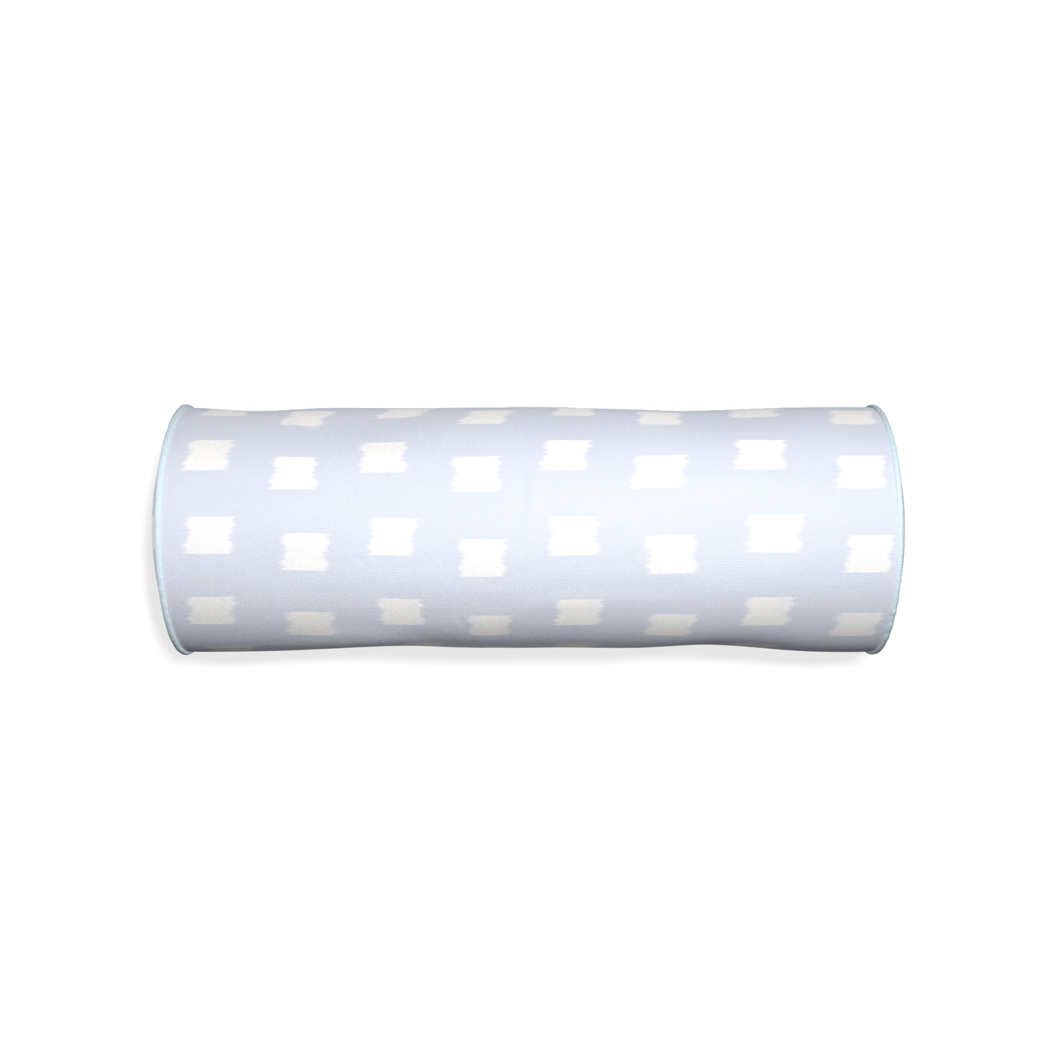 Bolster denton custom pillow with powder piping on white background
