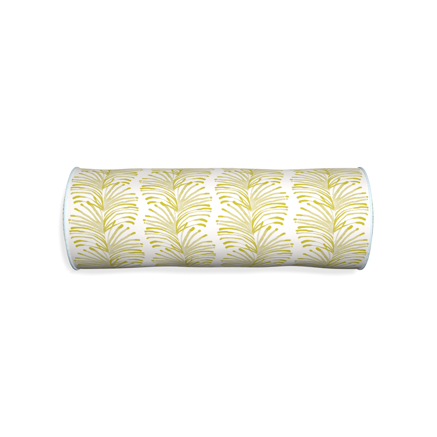 Bolster emma chartreuse custom yellow stripe chartreusepillow with powder piping on white background