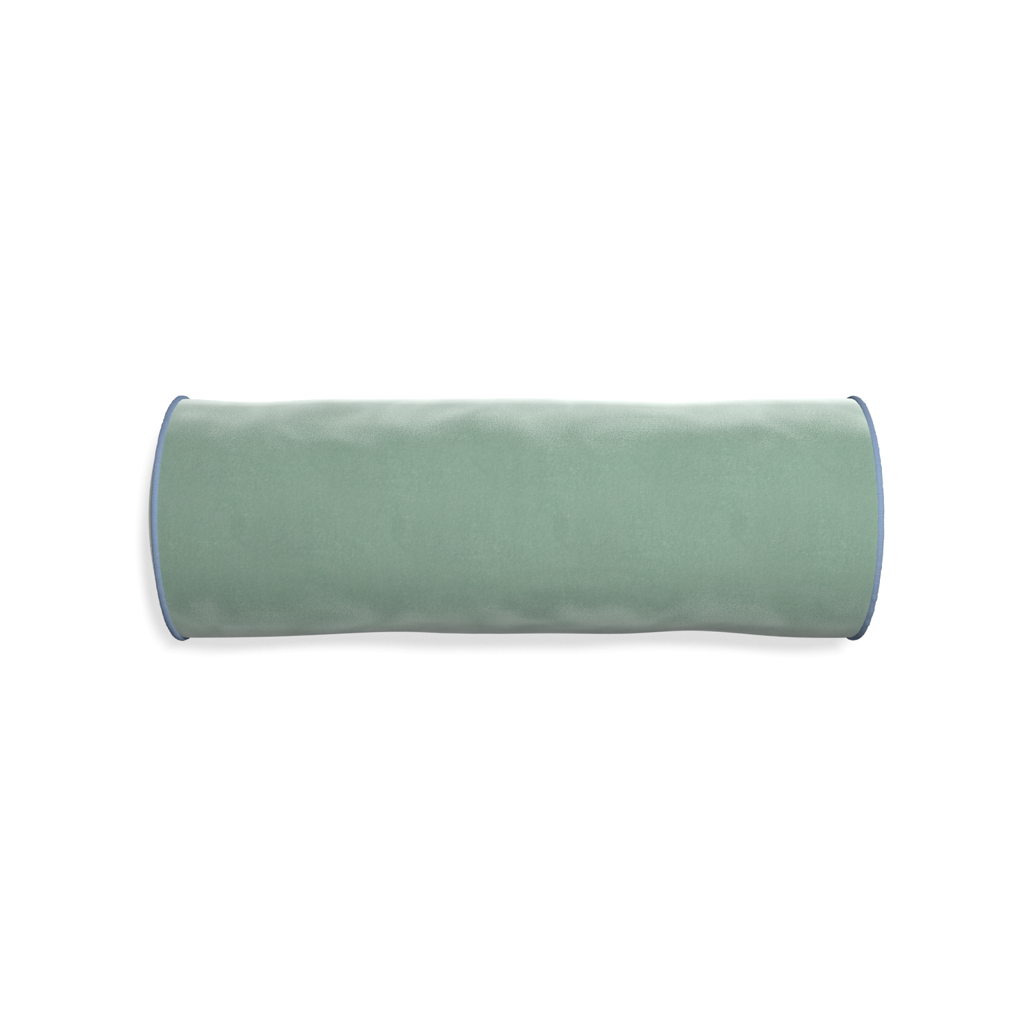 bolster blue green velvet pillow with sky blue piping