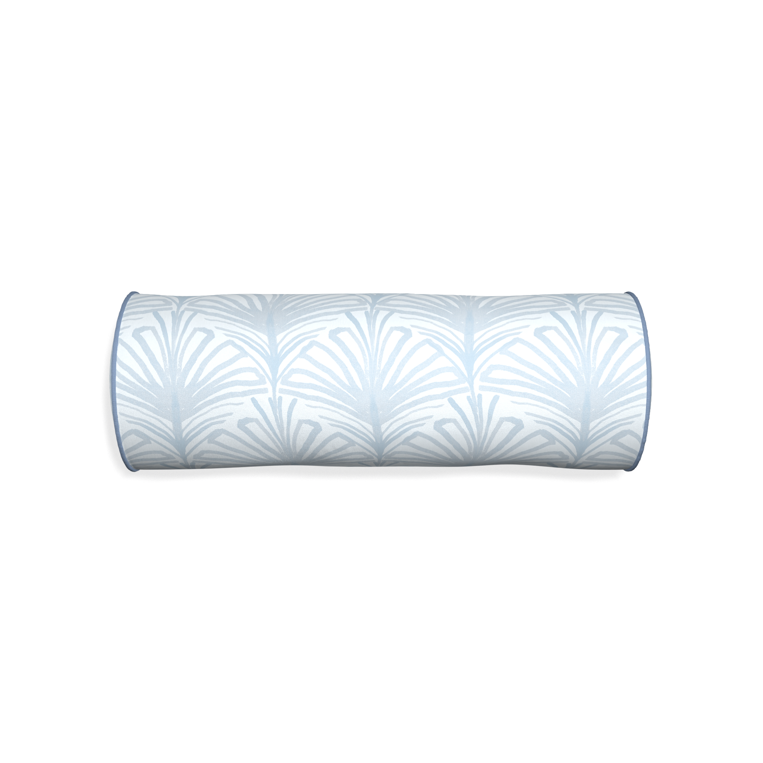 Bolster suzy sky custom sky blue palmpillow with sky piping on white background