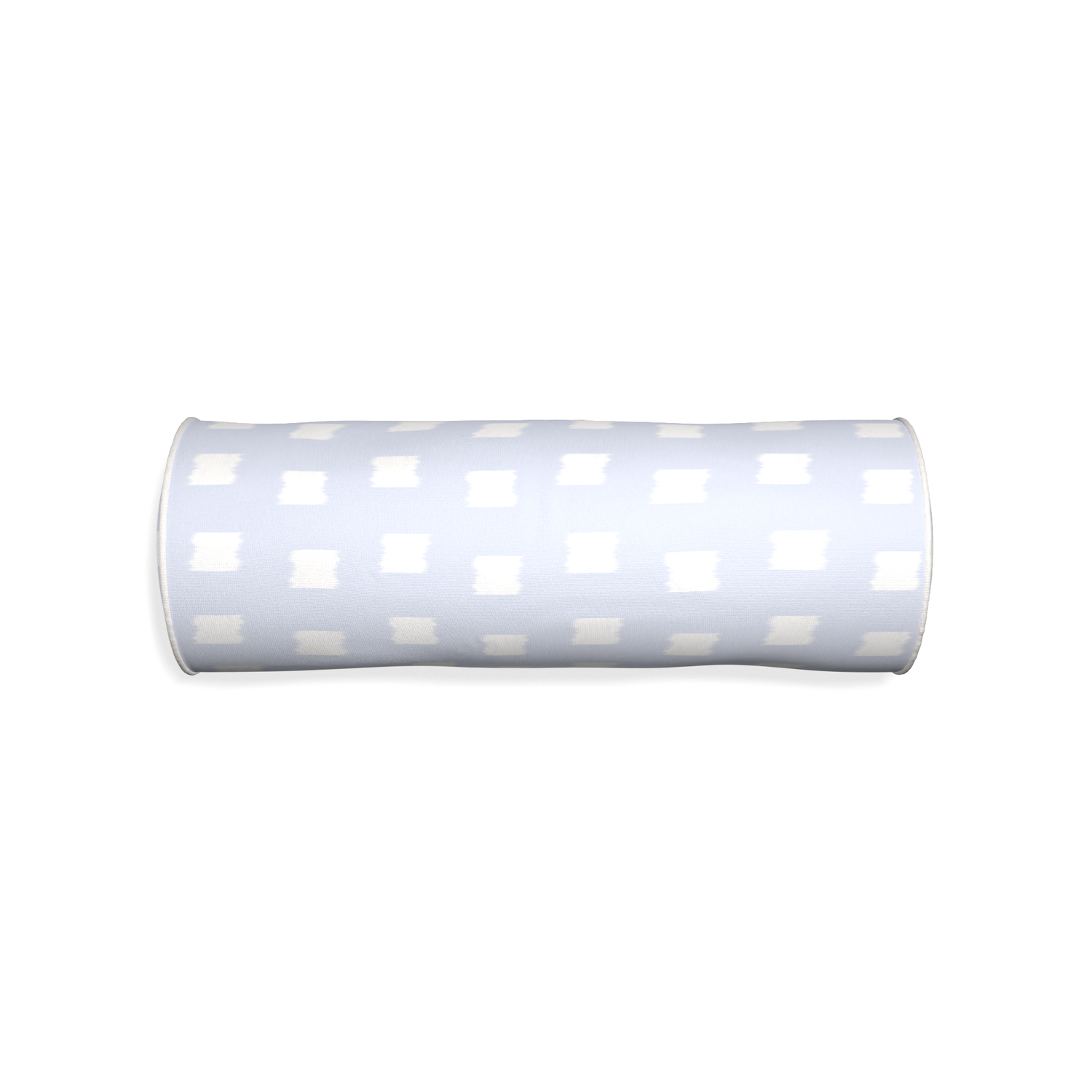 Bolster denton custom pillow with snow piping on white background