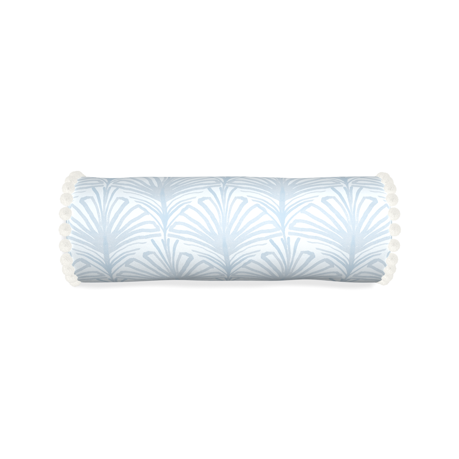 Bolster suzy sky custom pillow with snow pom pom on white background