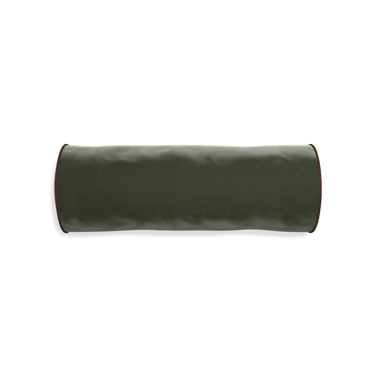 bolster fern green velvet pillow with brown piping