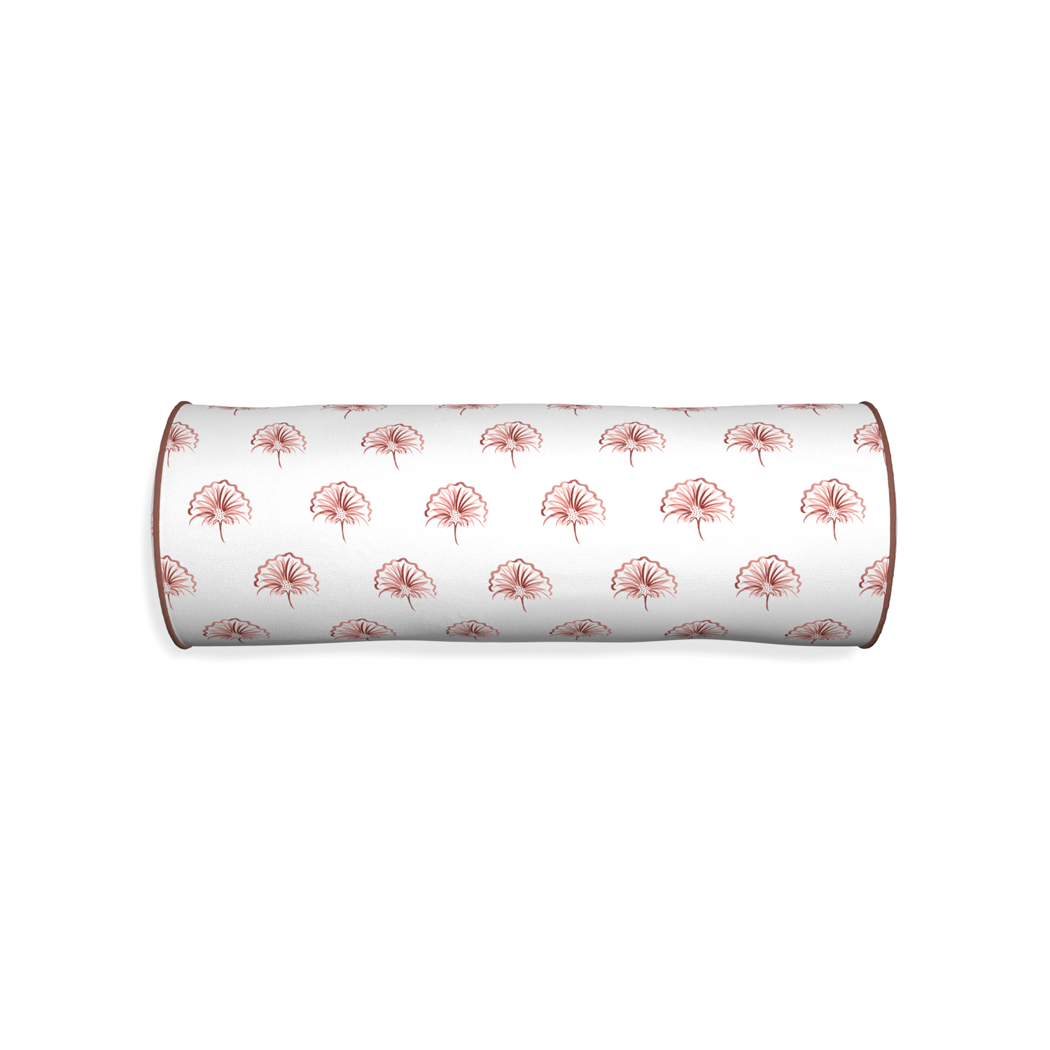 Bolster penelope rose custom floral pinkpillow with w piping on white background