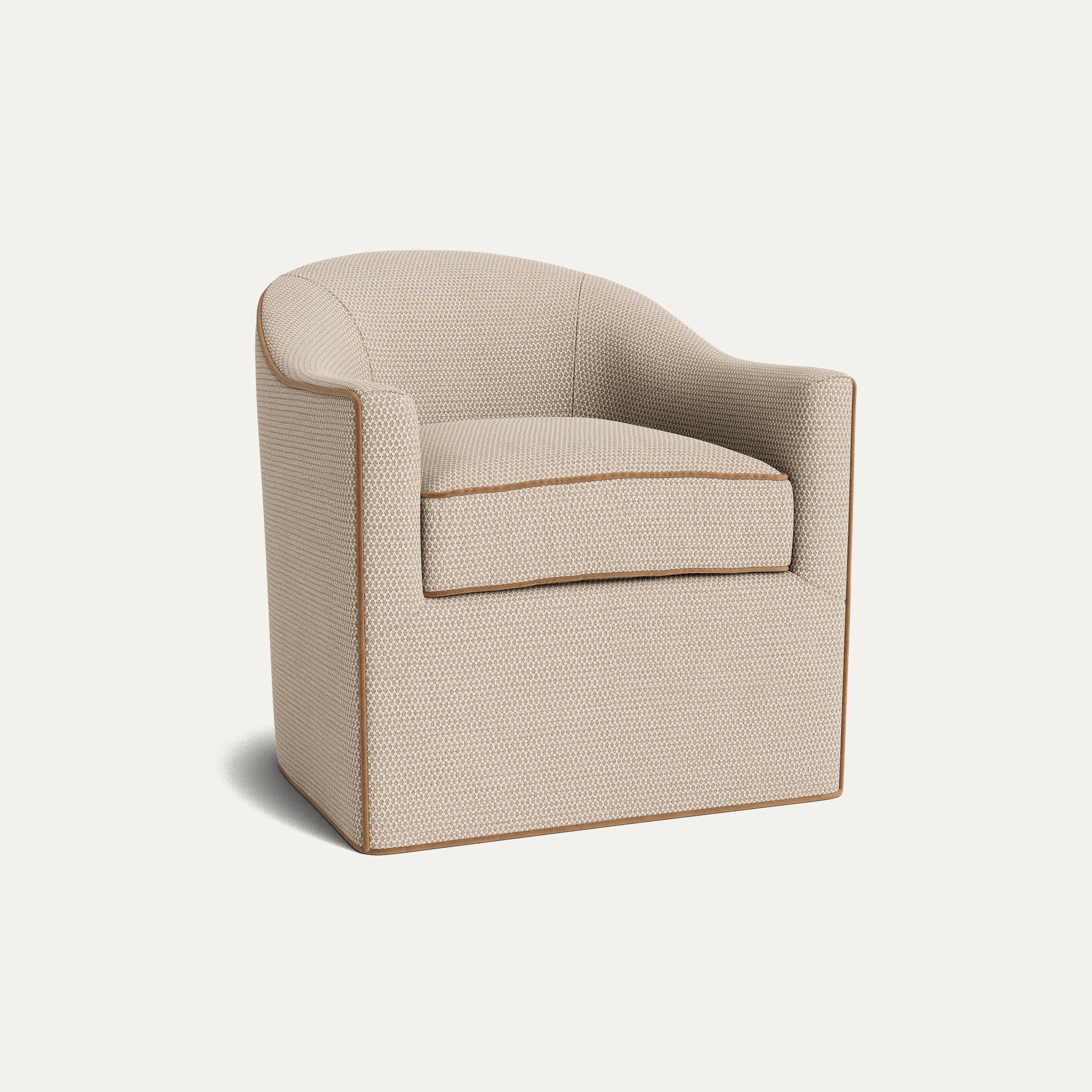 FEATURED: Shown with Upholstered Base / Camel Velvet Welt